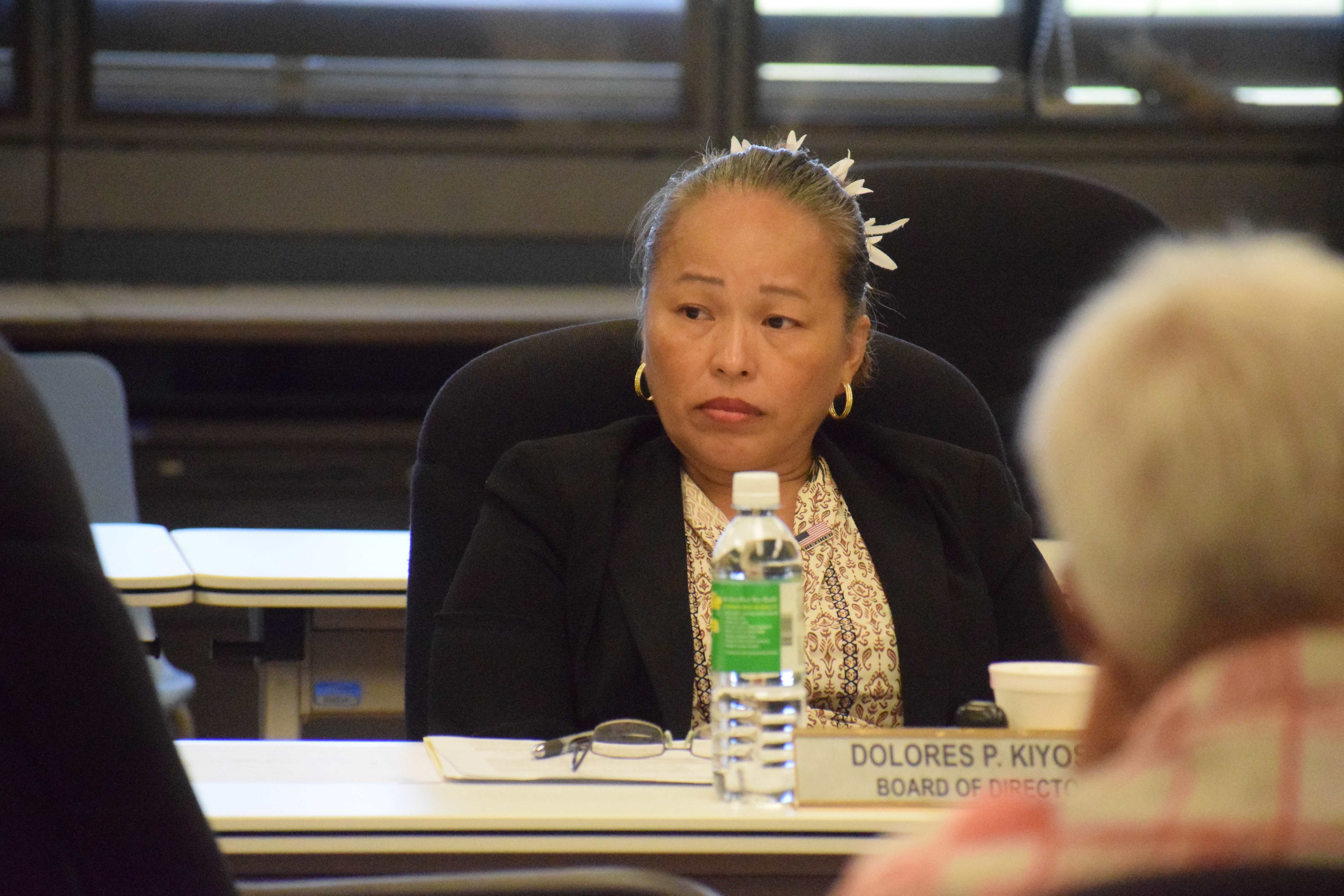 Commonwealth Ports Authority board member Dolores P. Kiyoshi attends a special board meeting on Thursday at the Saipan airport.