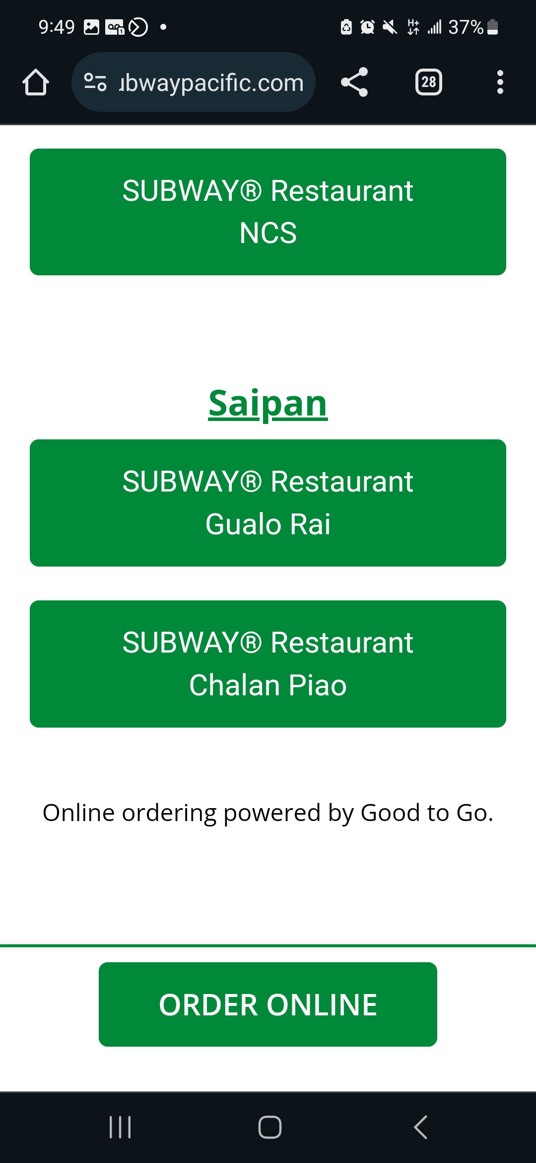 Choose a location for pick up. 