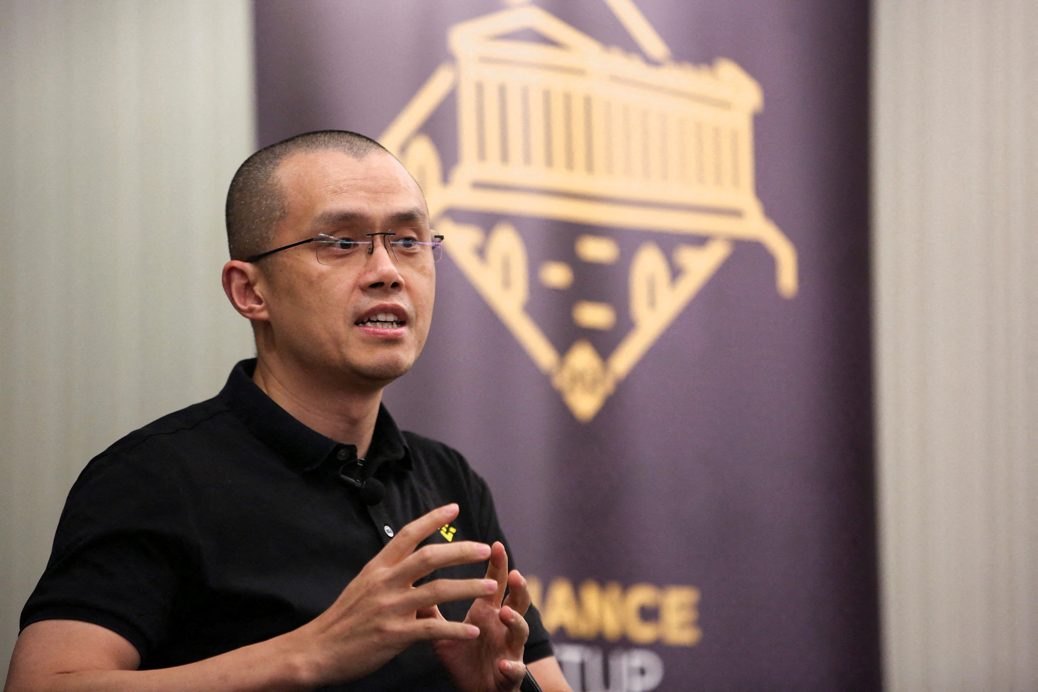 Zhao Changpeng, founder and chief executive officer of Binance speaks during an event in Athens, Greece, November 25, 2022. 