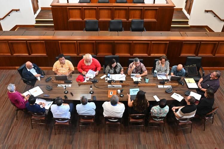 Senators and government officials participated in a legislative roundtable hearing on the cybersecurity of the government of Guam on Tuesday, Nov. 14, 2023, at the Public Hearing Room in the Guam Congress Building in Hagåtña.    
