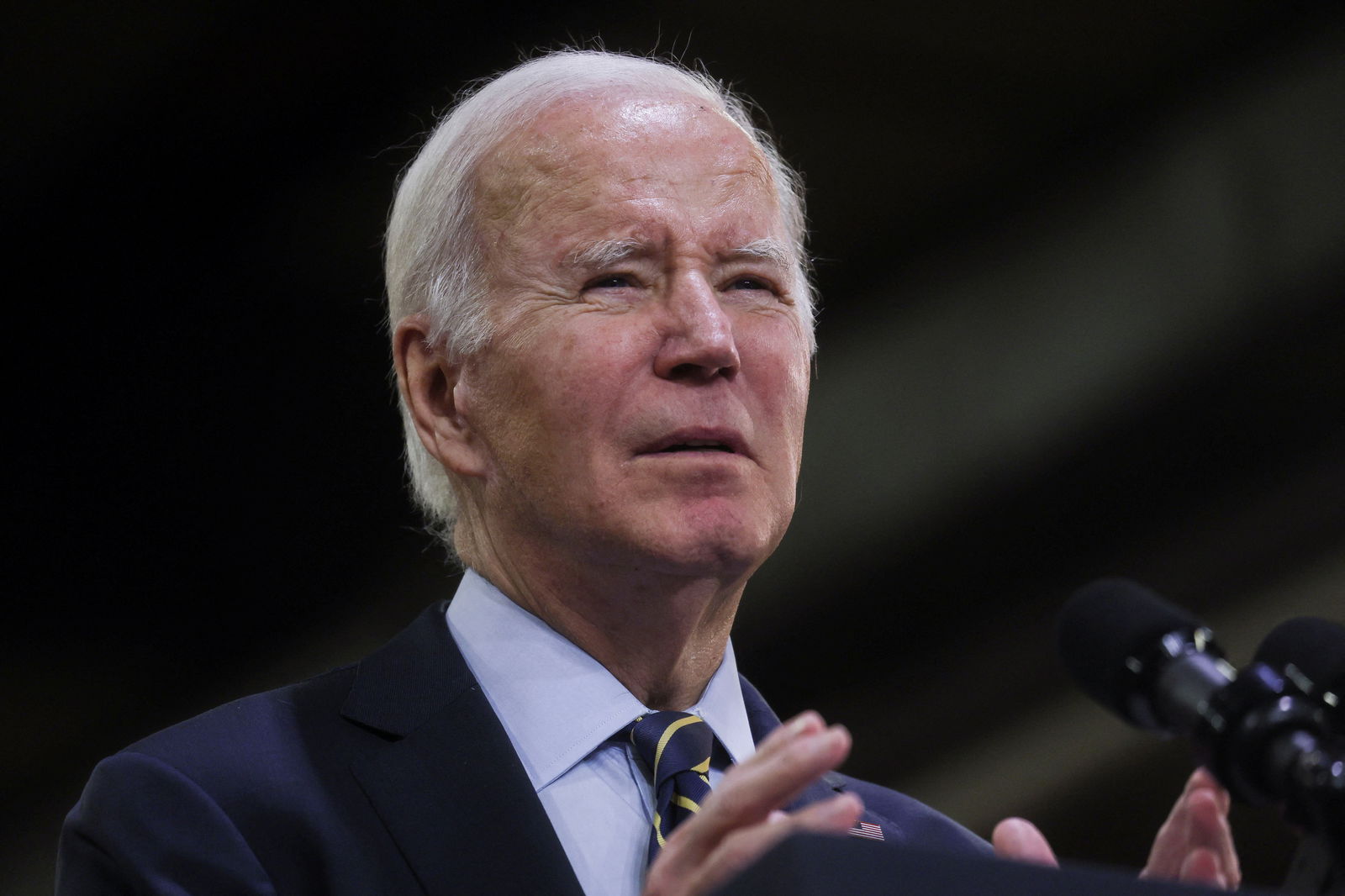 U.S. President Joe Biden delivers remarks on infrastructure during an event at the Amtrak maintenance facility in Bear, Delaware, U.S., November 6, 2023. 