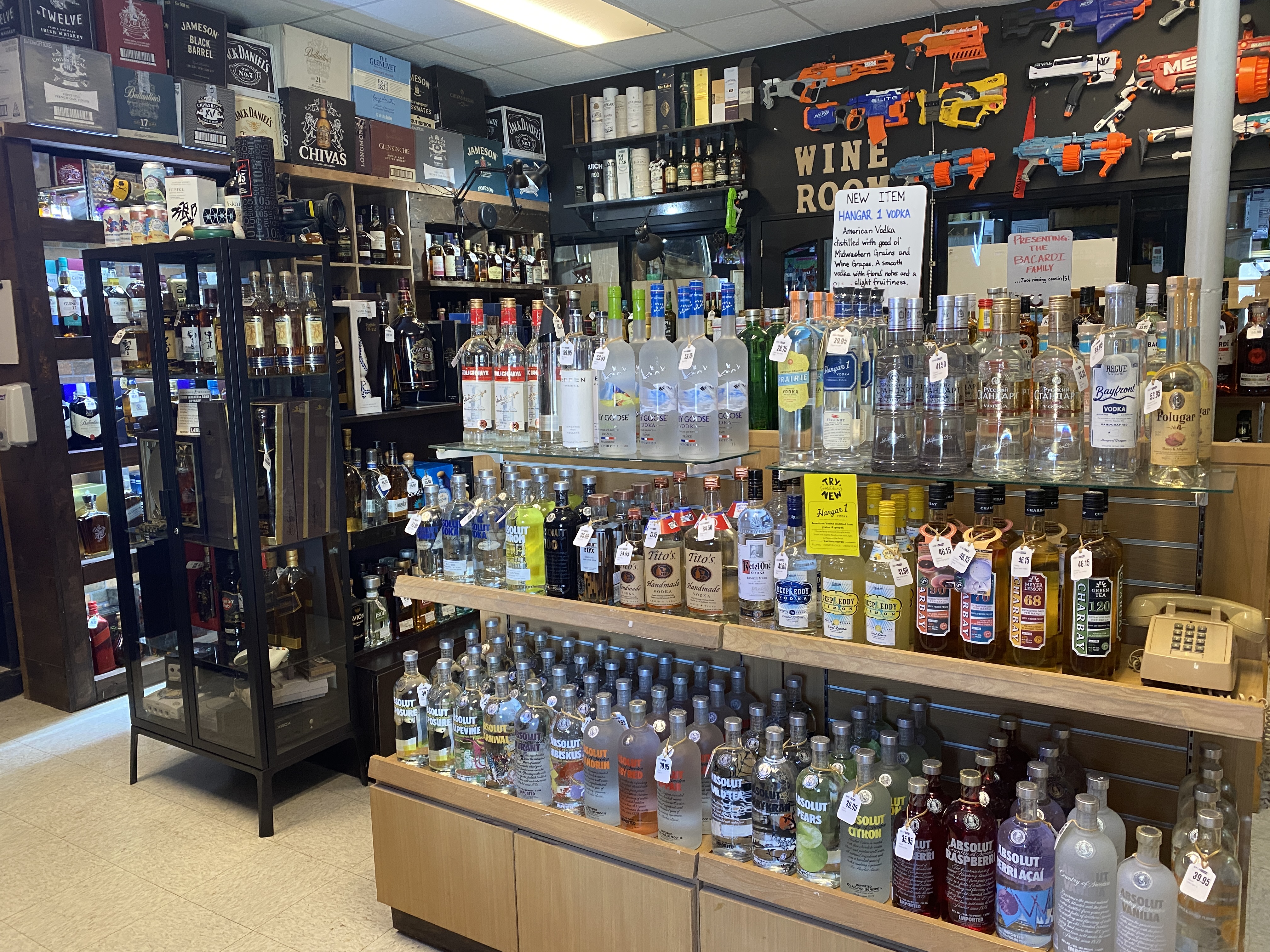 The interior of R&J Wine and Liquor Store in Garapan.