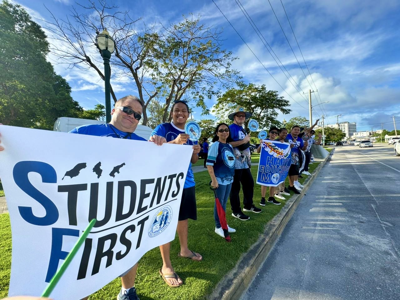 Garapan Elementary School staff and personnel led by Principal Derwin Johnson at the  Garapan Fishing Base.