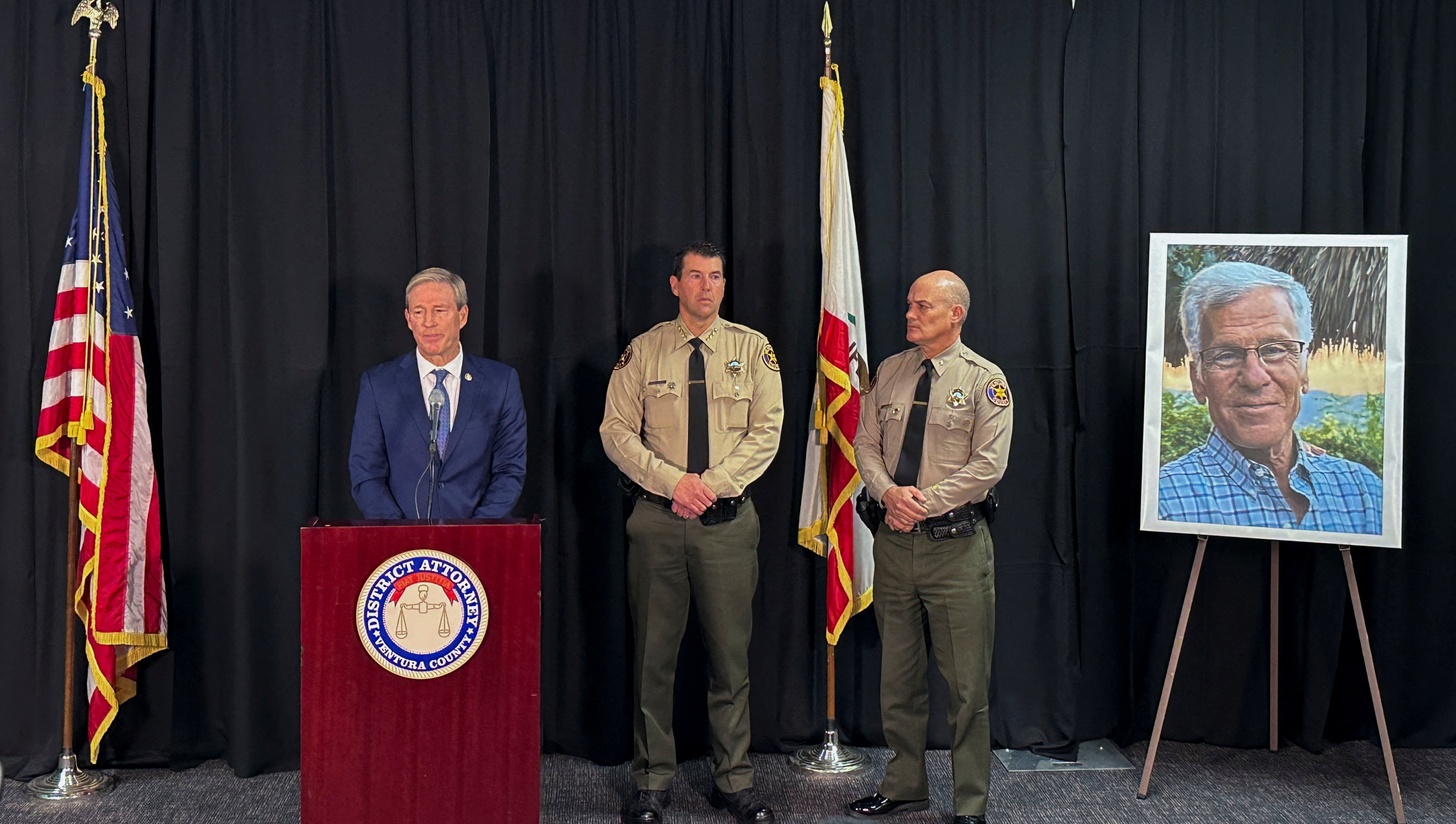 Ventura County District Attorney Erik Nasarenko gives an update on the death and investigation of Pro-Israeli supporter Paul Kessler who died at a rally on November 5, 2023, Thousand Oaks, California, U.S, November 17, 2023. 