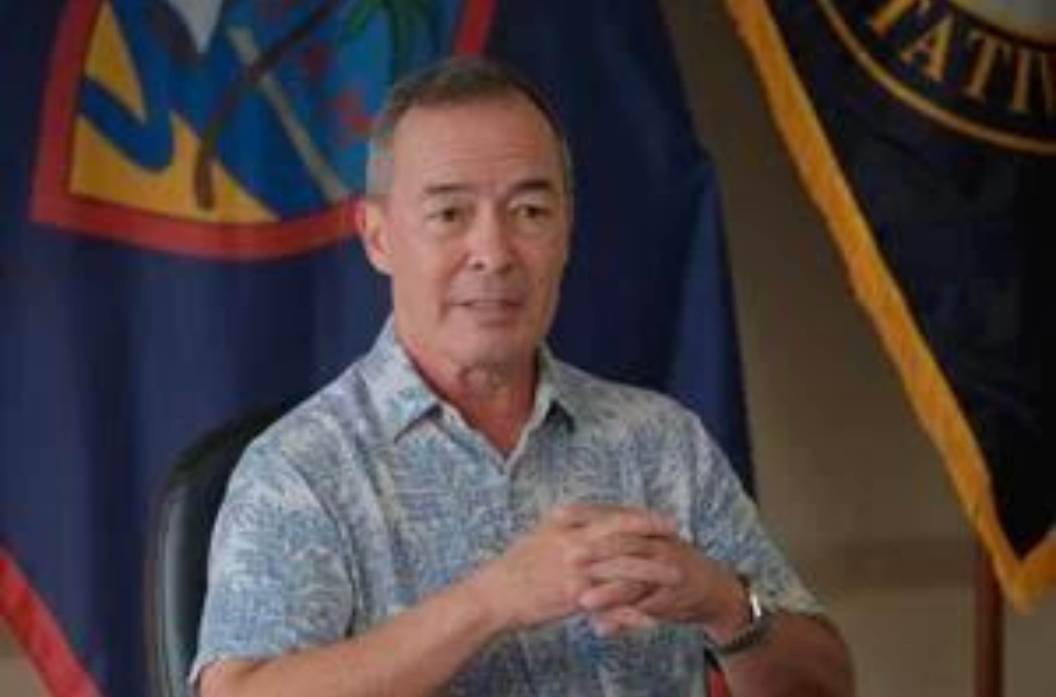 Del. James Moylan speaks at a press briefing at his Hagåtña office Oct. 31, 2023. 