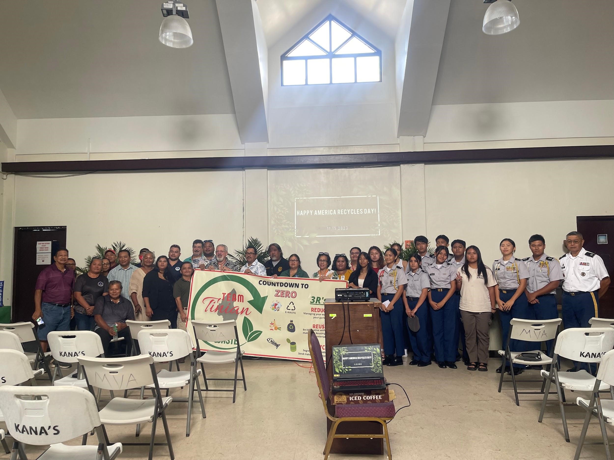 Tinian JROTC participates in the 2nd anniversary of America Recycles Day.