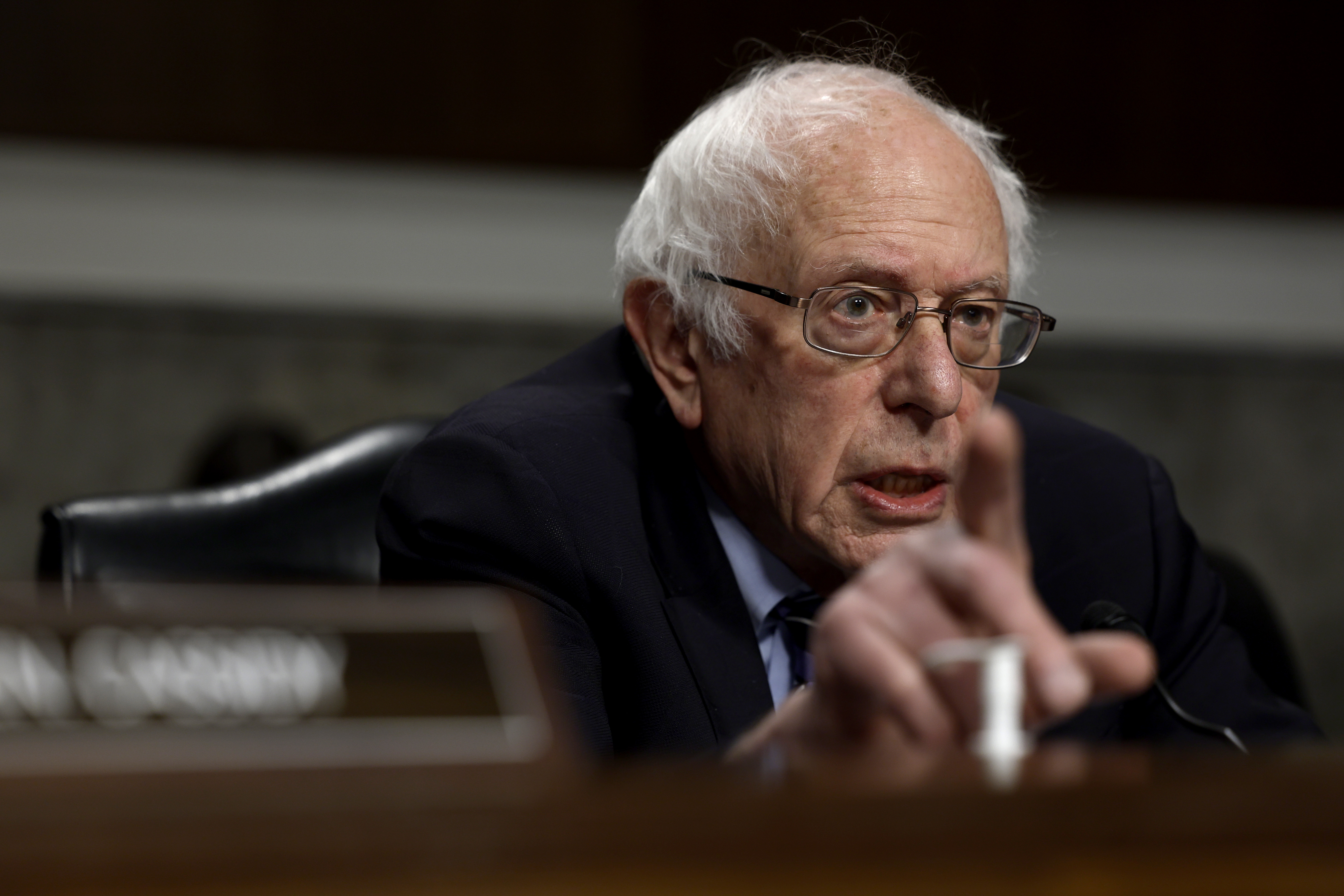 Sen. Bernie Sanders speaks in the Dirksen Senate Office Building on Capitol Hill on March 29, 2023, in Washington, D.C. (Anna Moneymaker/Getty Images/TNS)