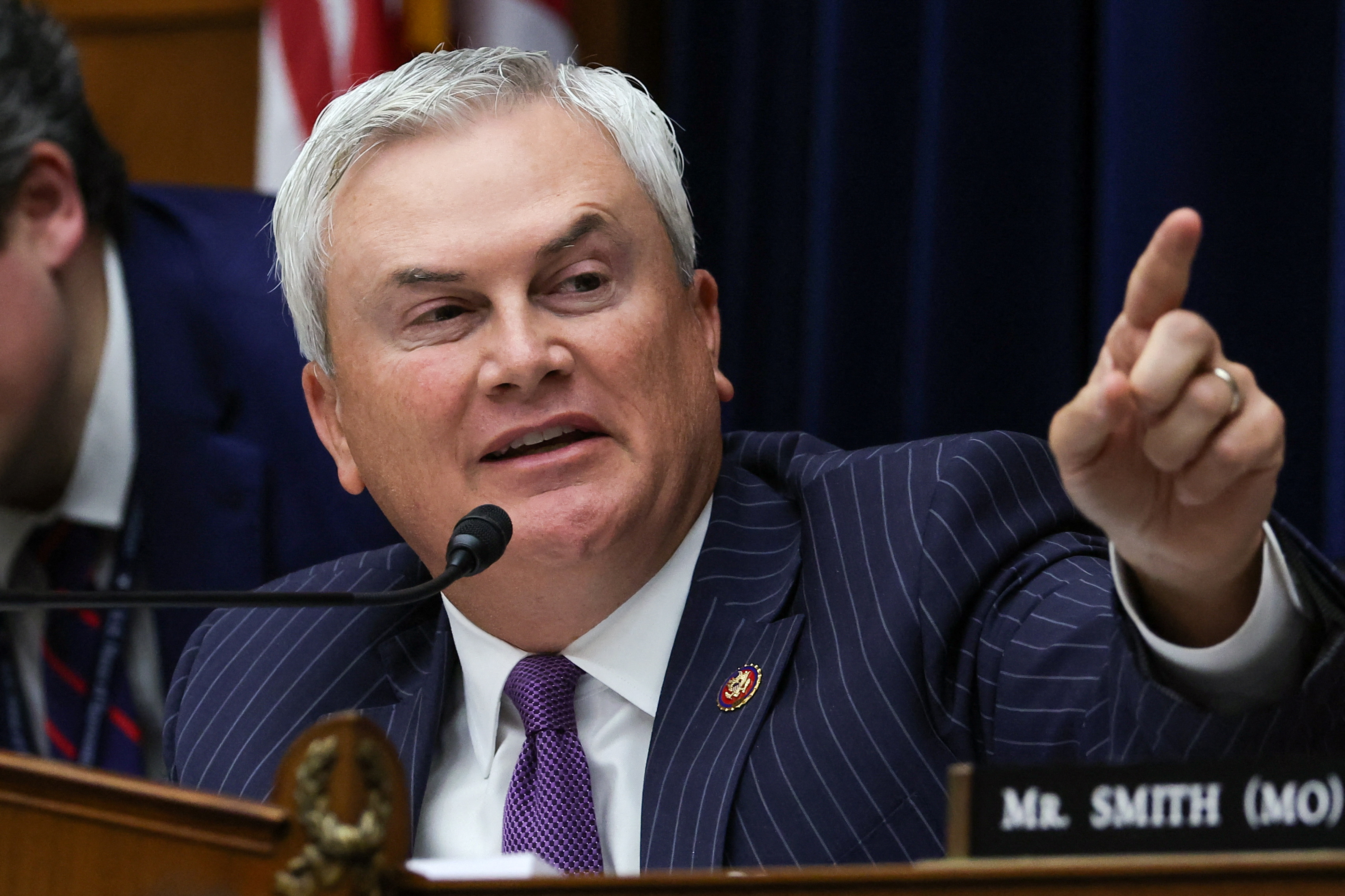 Chairman James Comer (R-KY) gestures as he speaks during a House Oversight and Accountability Committee impeachment inquiry hearing into U.S. President Joe Biden, focused on his son Hunter Biden's foreign business dealings, on Capitol Hill in Washington, U.S., September 28, 2023. 