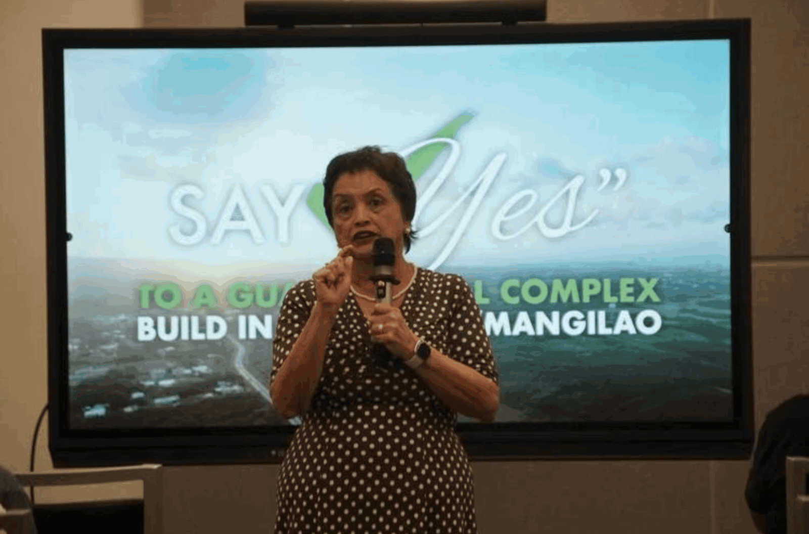 Gov. Lou Leon Guerrero speaks Monday, Oct. 30, 2023, at the Guam Community College Multipurpose Room about her vision for a new Guam medical complex. 