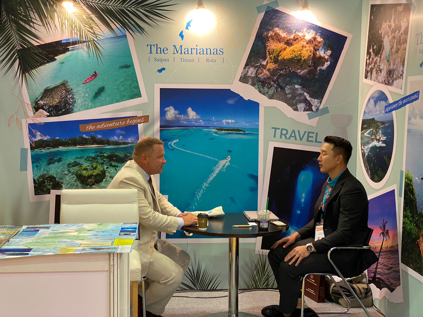 Marianas Visitors Authority Marketing Manager Thomas Kim, right, promotes tourism opportunities in the Marianas at ITB Asia — an annual business to business or B2B trade show and convention for the travel industry designed to be the primary event for the Asia-Pacific travel industry on Oct.25-27, 2023 in Singapore.