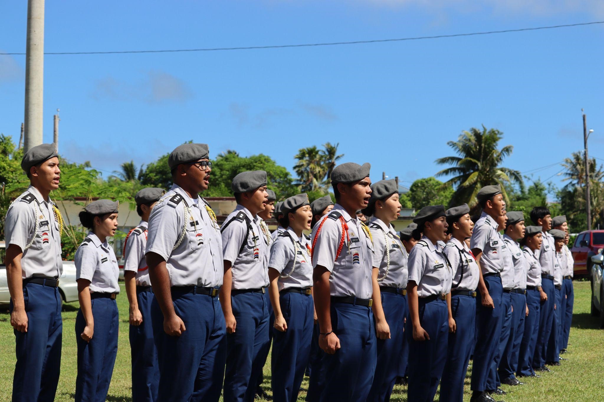 The battalion wraps up the ceremony by doing a motivational check.