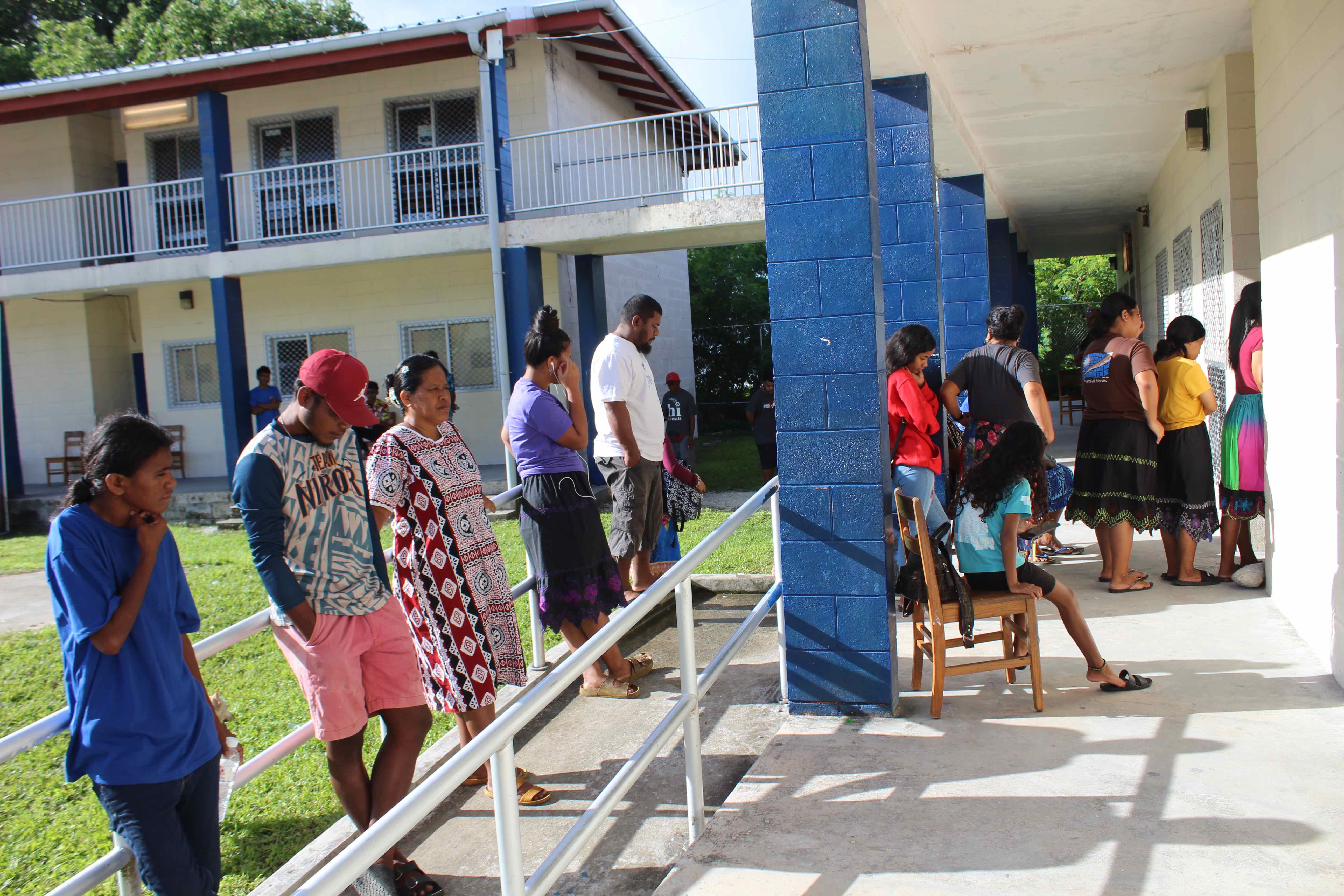 Voters lined up at local schools in Majuro to cast their ballots during the Marshall Islands national election, Nov. 20, 2023.