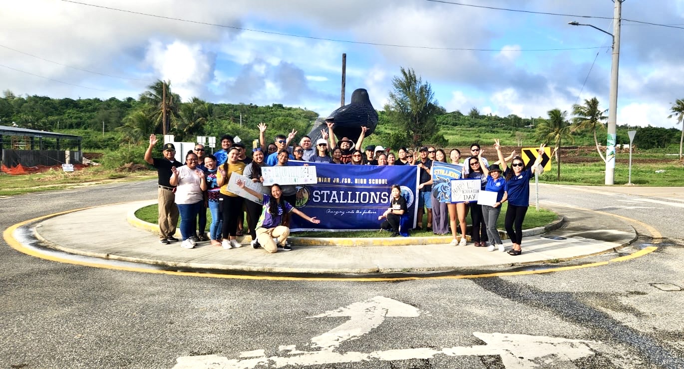 Tinian High School and Tinian Middle School staff and personnel held their celebration at the roundabout on Broadway.