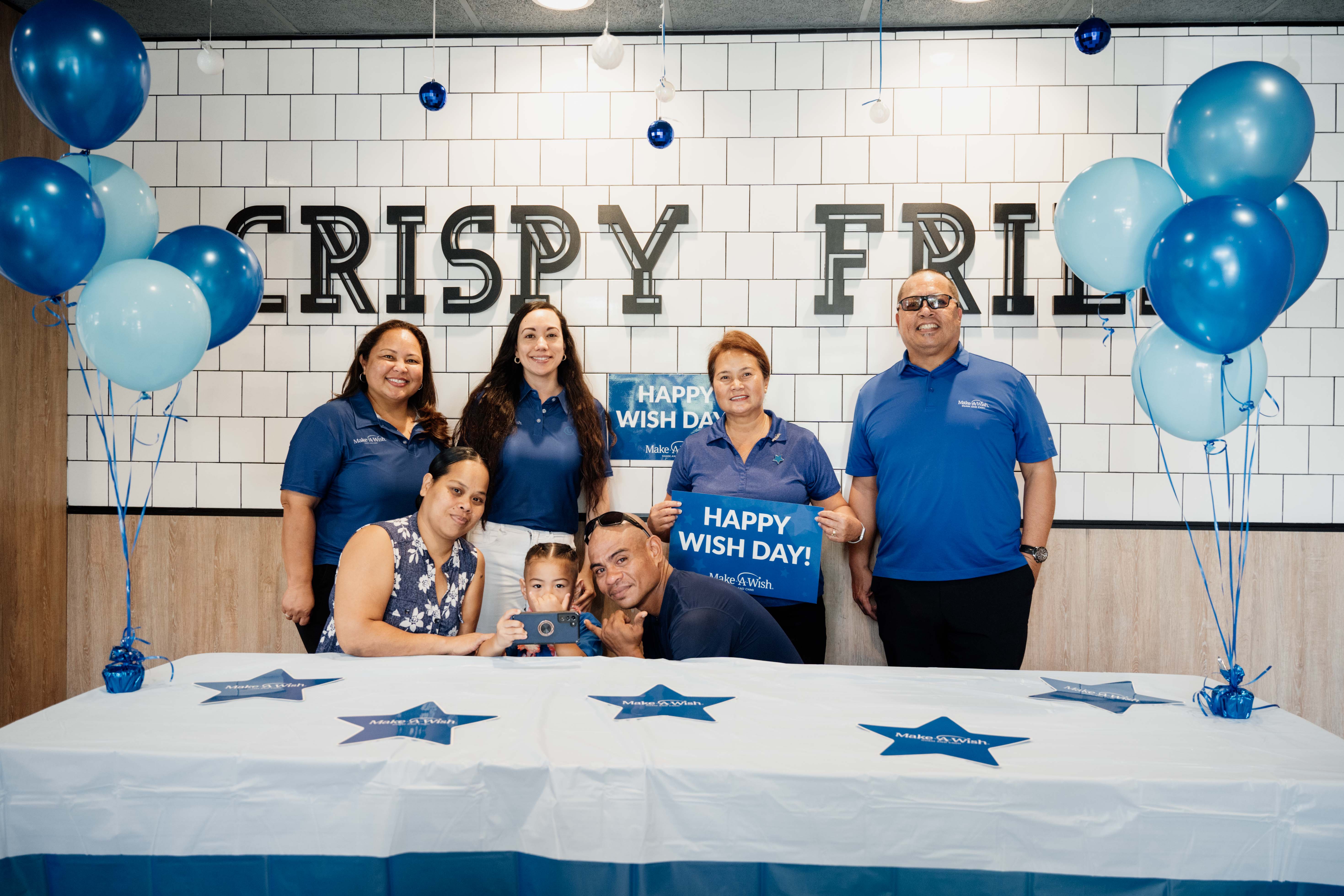 Andreas’ wish day celebration included a special lunch at McDonald’s, his favorite restaurant. In the photo are Andreas, his parents, and Make-A-Wish of Guam and CNMI board members Carline Sablan, Patty Palacios, Jay Santos and Marcia Ayuyu.