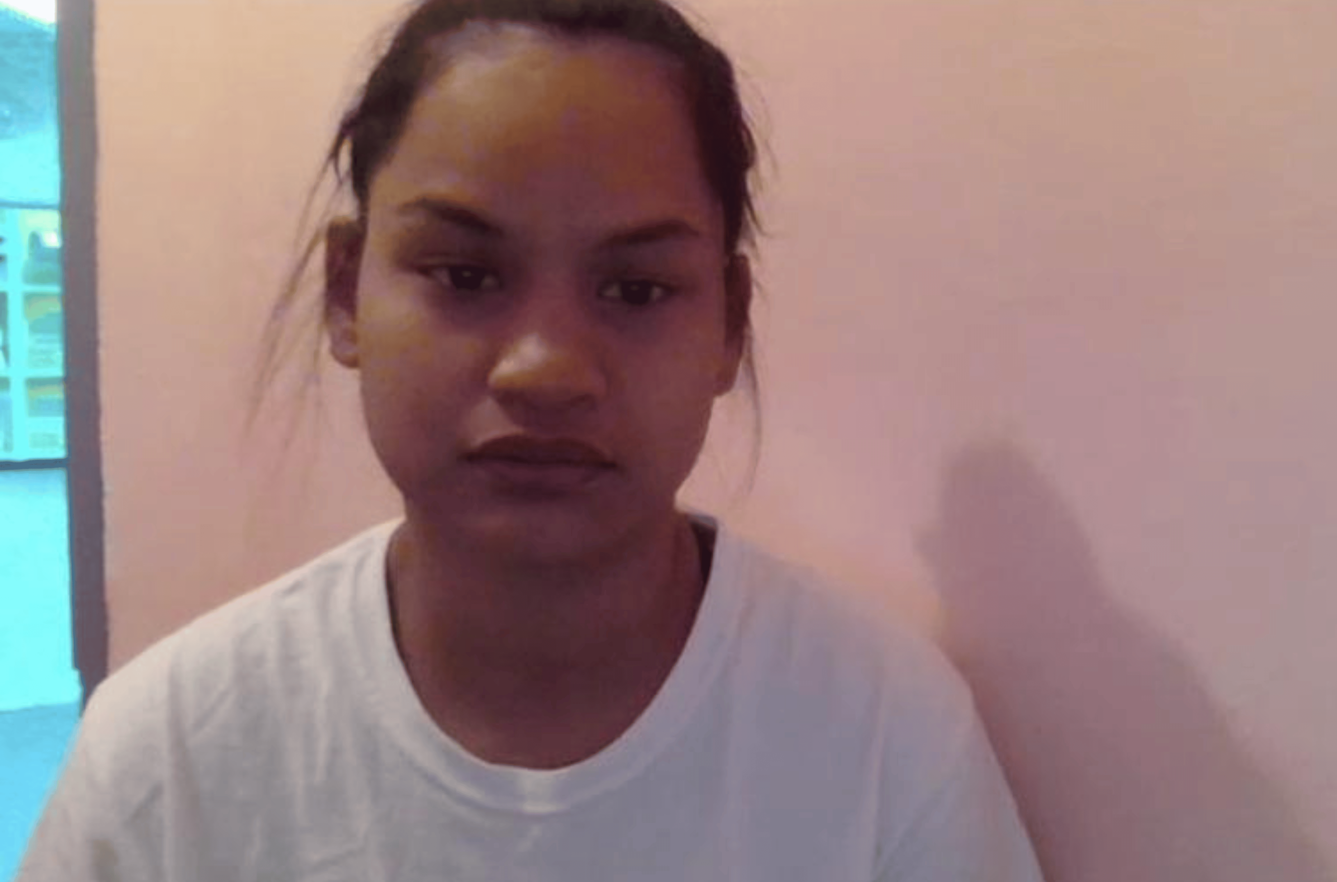 Giltinan Ramangmou, appears via Zoom from the Department of Corrections Women's Facility in Mangilao at her arraignment hearing in the Superior Court of Guam on Thursday, Nov. 16, 2023. Ramangmou pleaded not guilty to charges related to the death of her 1-year-old son. 