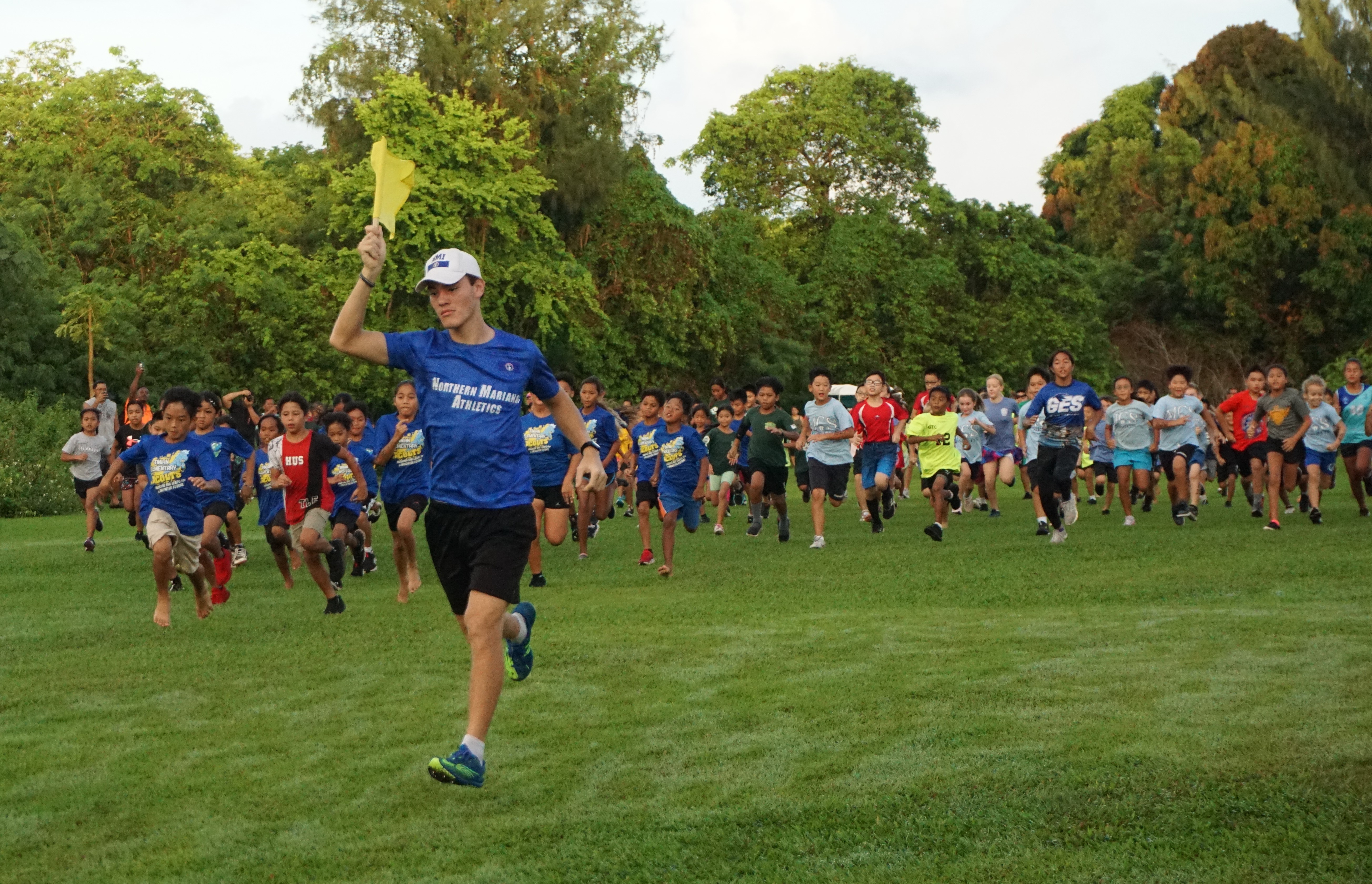 The boys and girls middle school division runners take off during the finale of the PSS-NMA All School Cross Country Series SY23-24 on Saturday at the Saipan Country Club of Saipan Vegas.