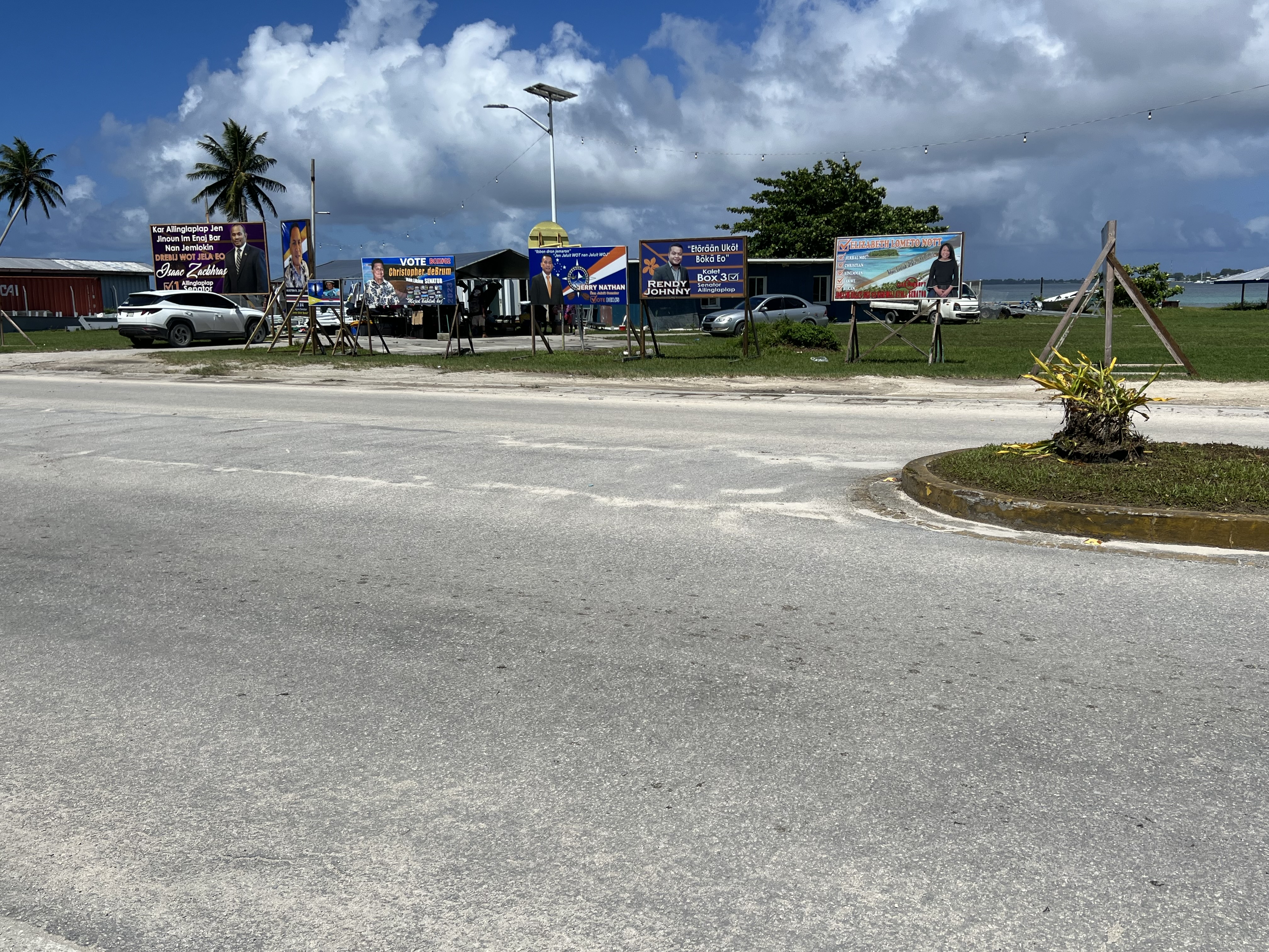 Campaign billboards line Majuro Atoll's downtown road in the lead up to the November 20 national election.