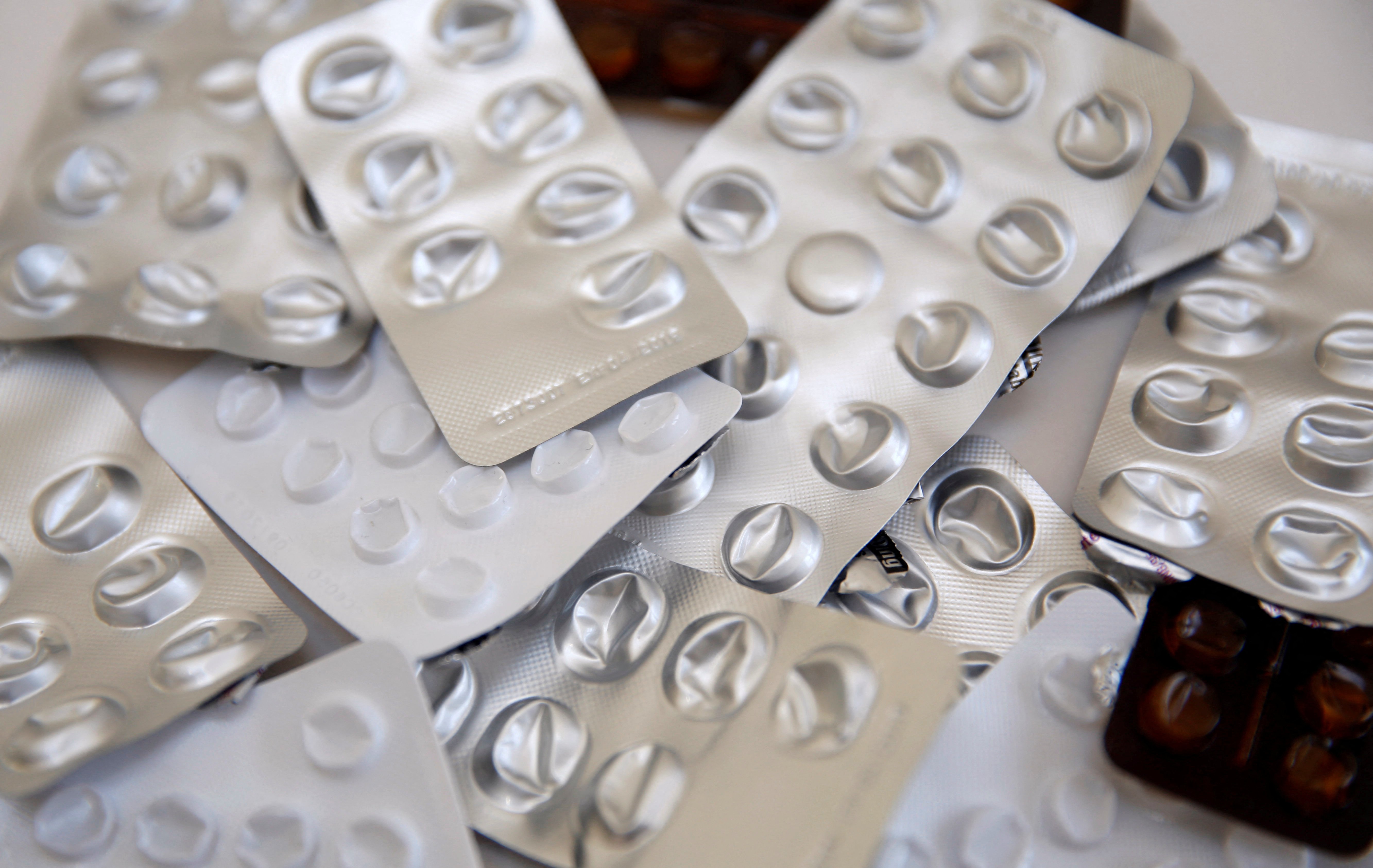 Used blister packets that contained medicines, tablets and pills are seen, in this picture illustration taken June 30, 2018. 