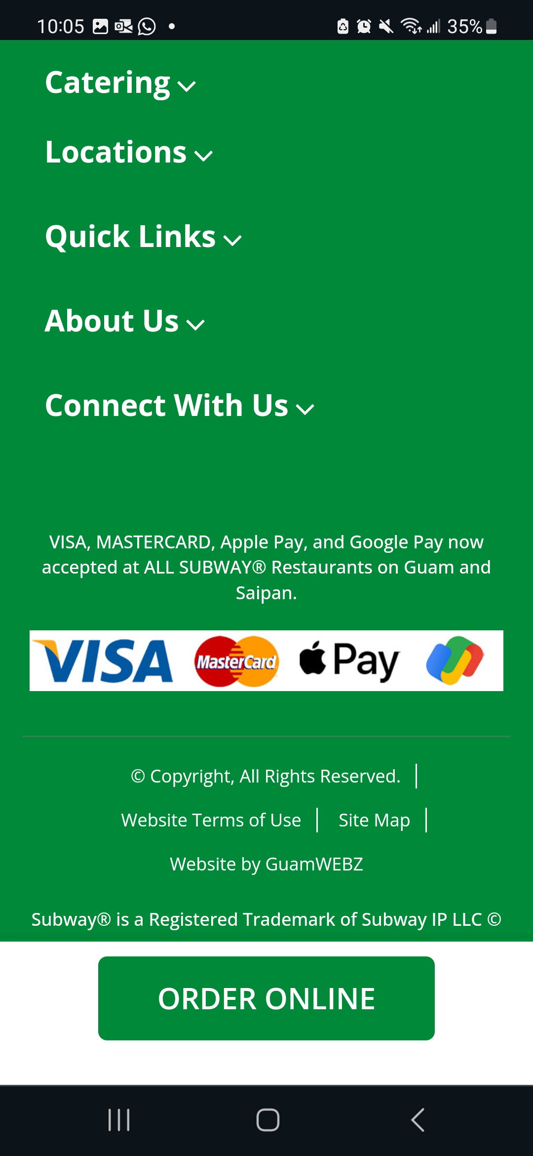 Varied payment methods accepted if you order online. 