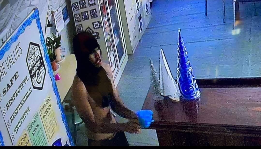 The face of one of the suspects in the break-in at Daok Academy can be seen in this image from surveillance camera footage.