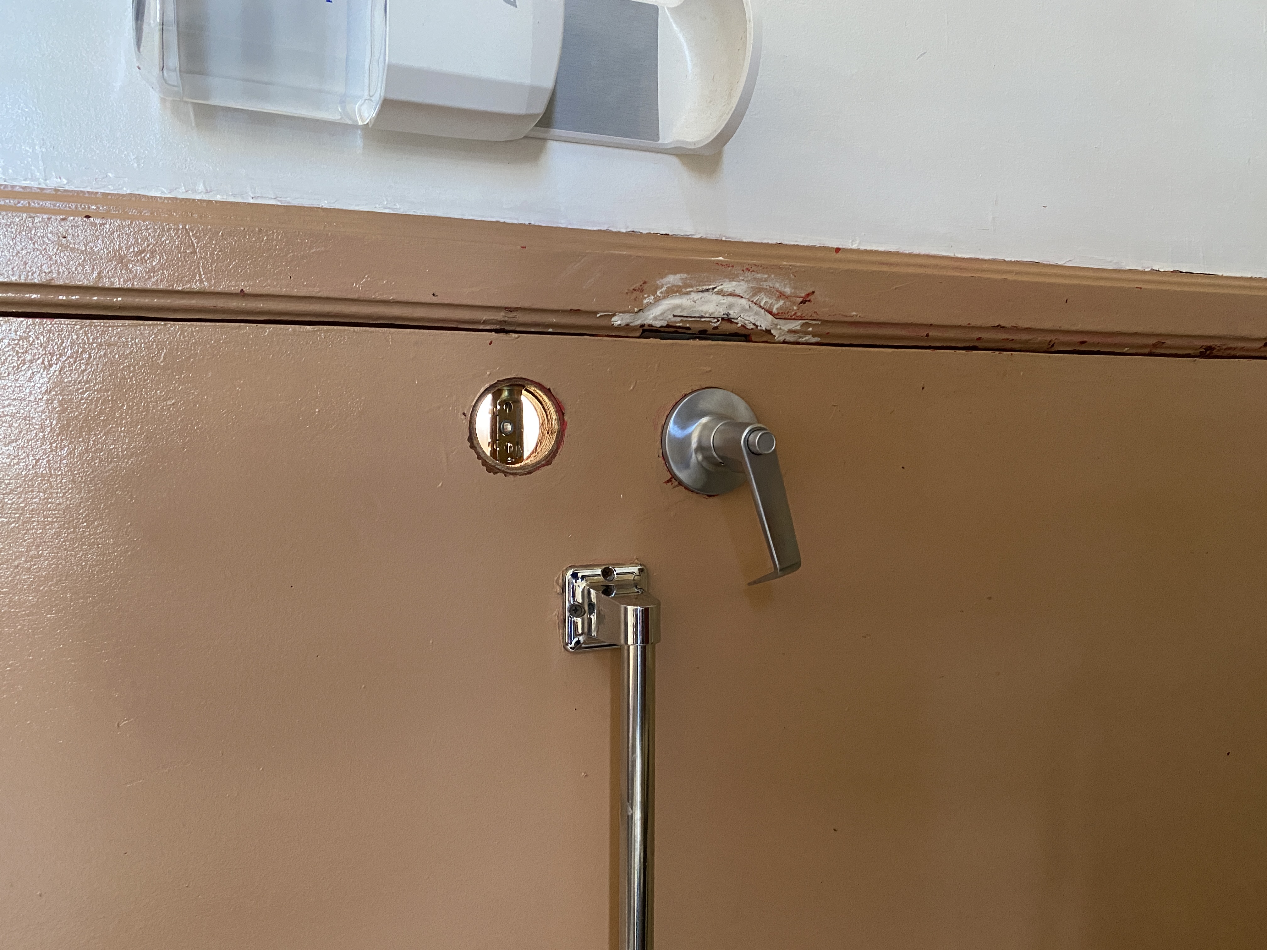 The door to the Bingo Hall at the Center on Aging was damaged during a recent burglary.