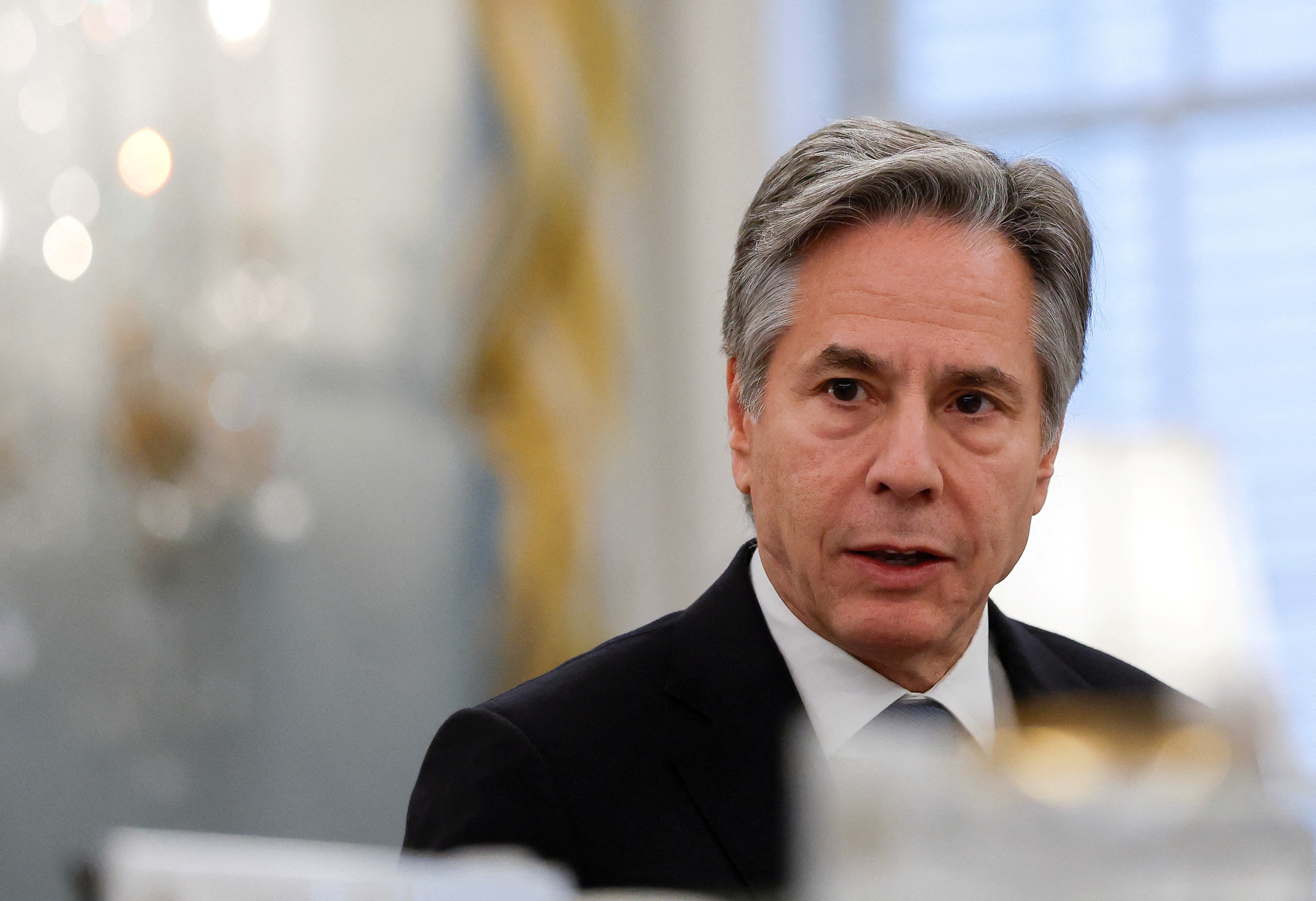 U.S. Secretary of State Antony Blinken meets with human rights leaders at the State Department in Washington, U.S., December 7, 2023. 