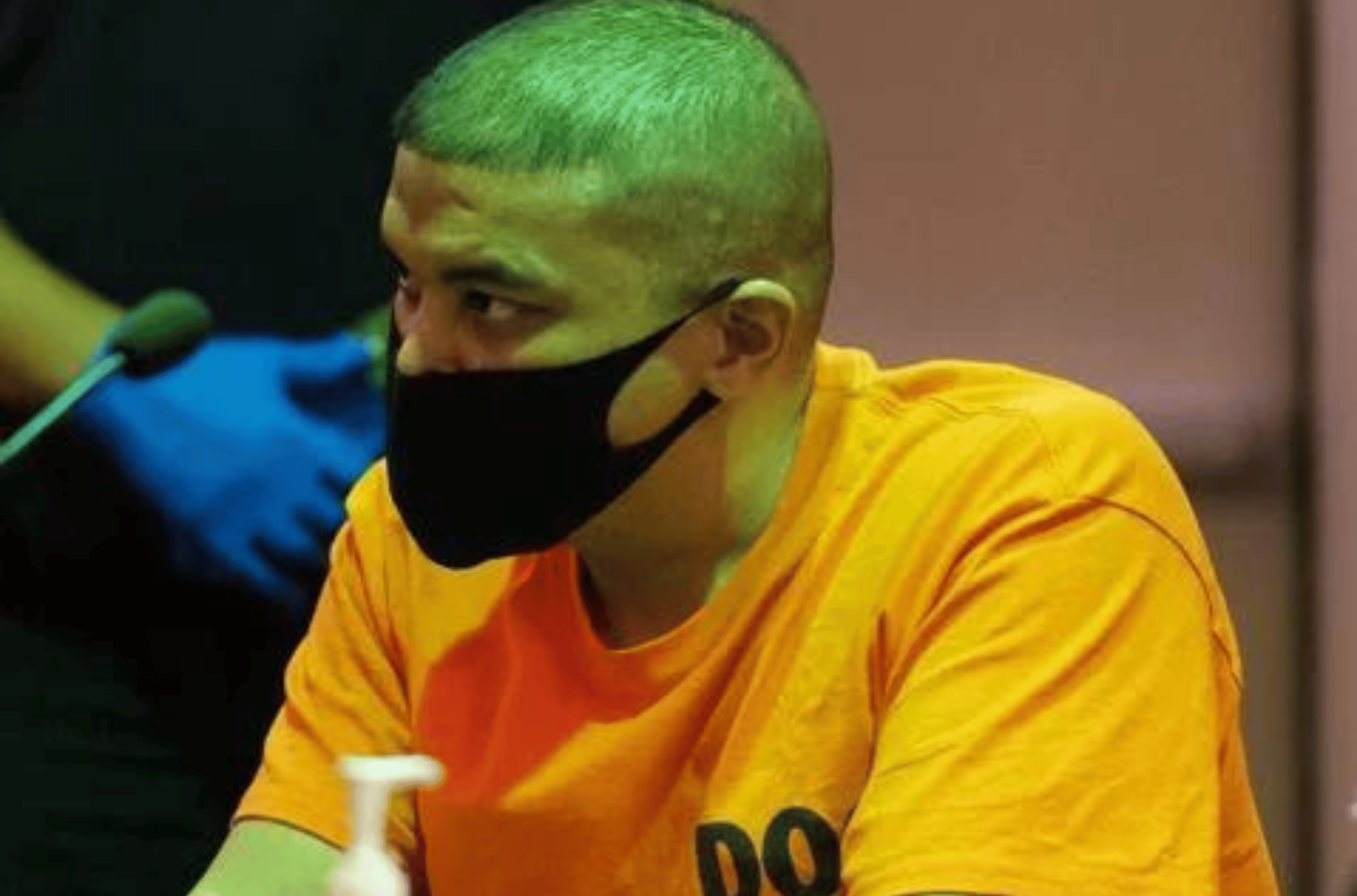 Brandon Acosta sits inside the Superior Court of Guam for sentencing in August 2020.  