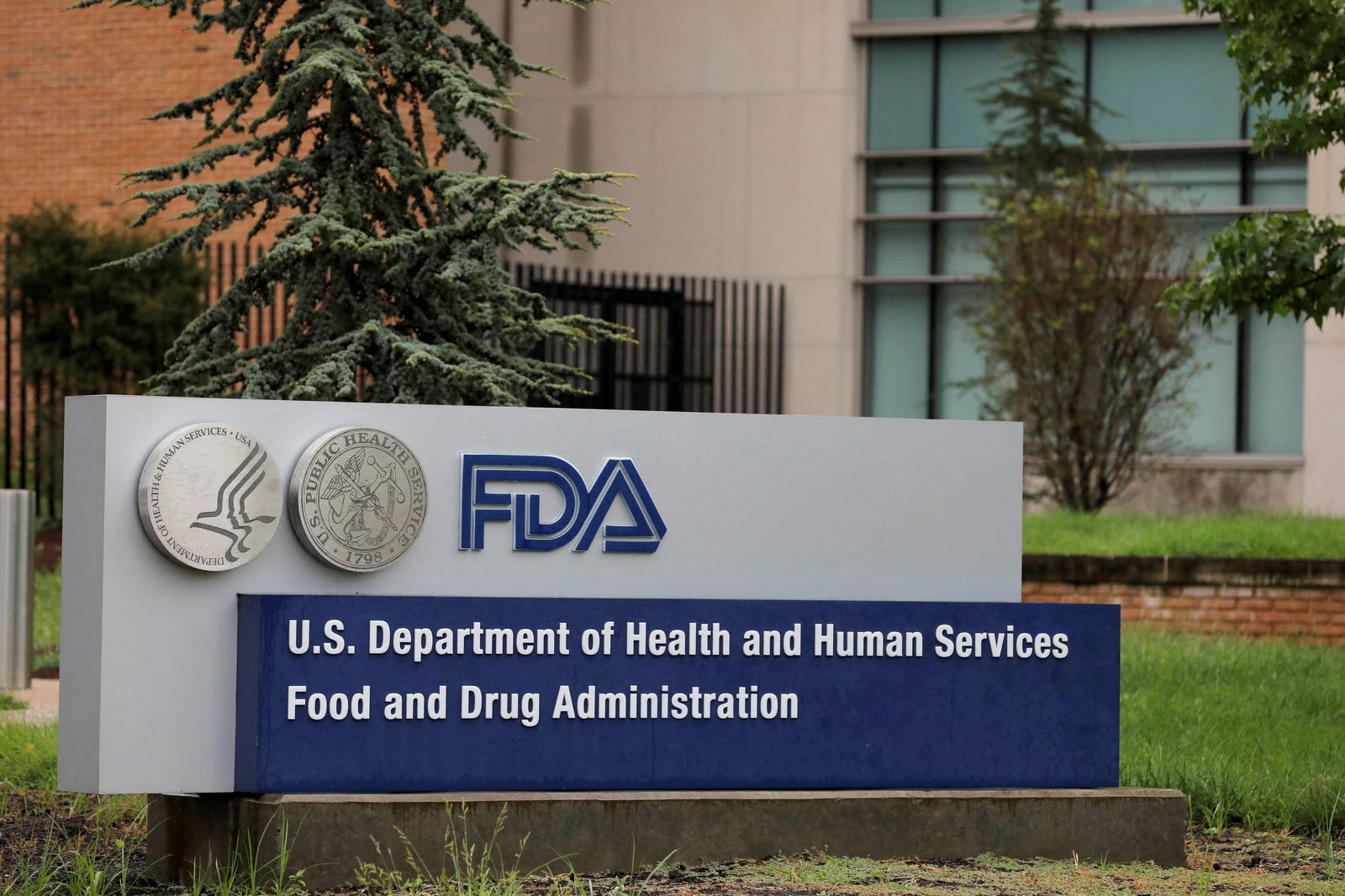 Signage is seen outside of the Food and Drug Administration (FDA) headquarters in White Oak, Maryland, U.S., August 29, 2020. 