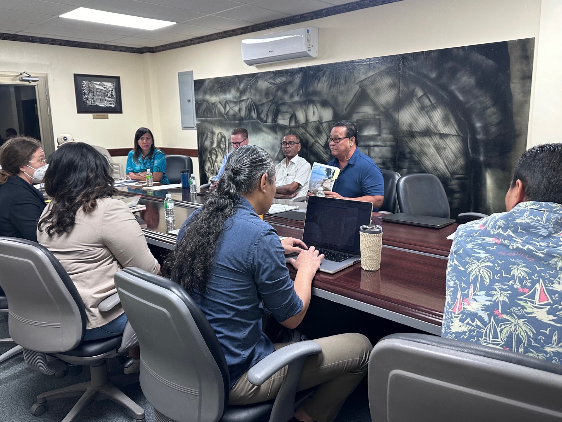 Saipan Mayor Ramon “RB” Camacho meets with representatives and several regulatory agencies regarding urgent concerns involving the shoreline of Hyatt Regency Saipan.