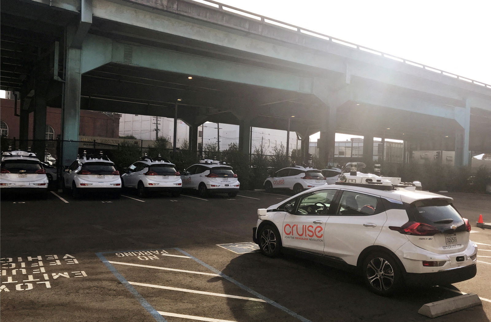 A Cruise self-driving car, which is owned by General Motors Corp, is seen outside the company’s headquarters in San Francisco where it does most of its testing, in California, U.S., September 26, 2018. 