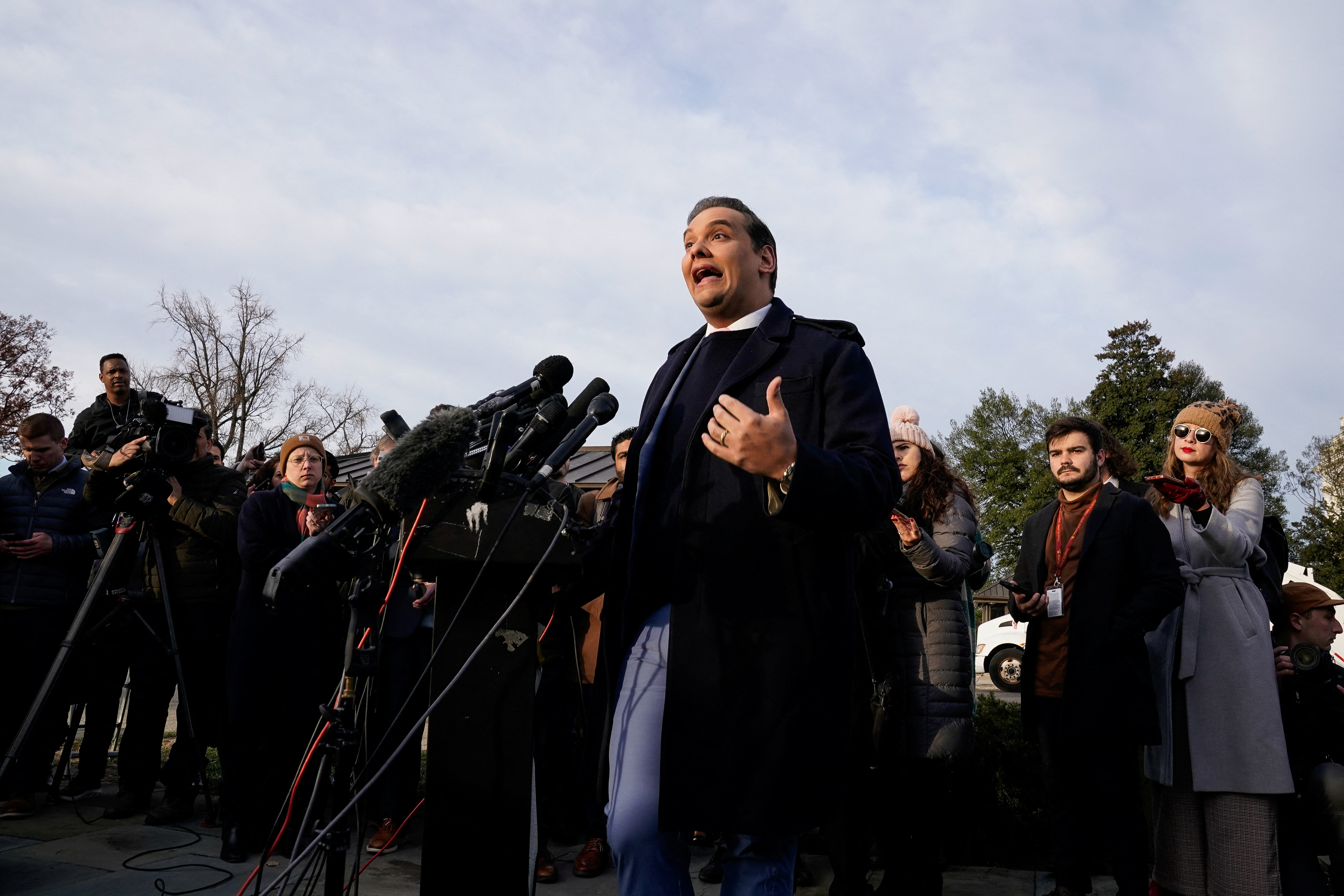 U.S. Rep. George Santos (R-NY) holds a press conference to address efforts to expel him from the House of Representatives, at the U.S. Capitol in Washington, U.S., November 30, 2023. 