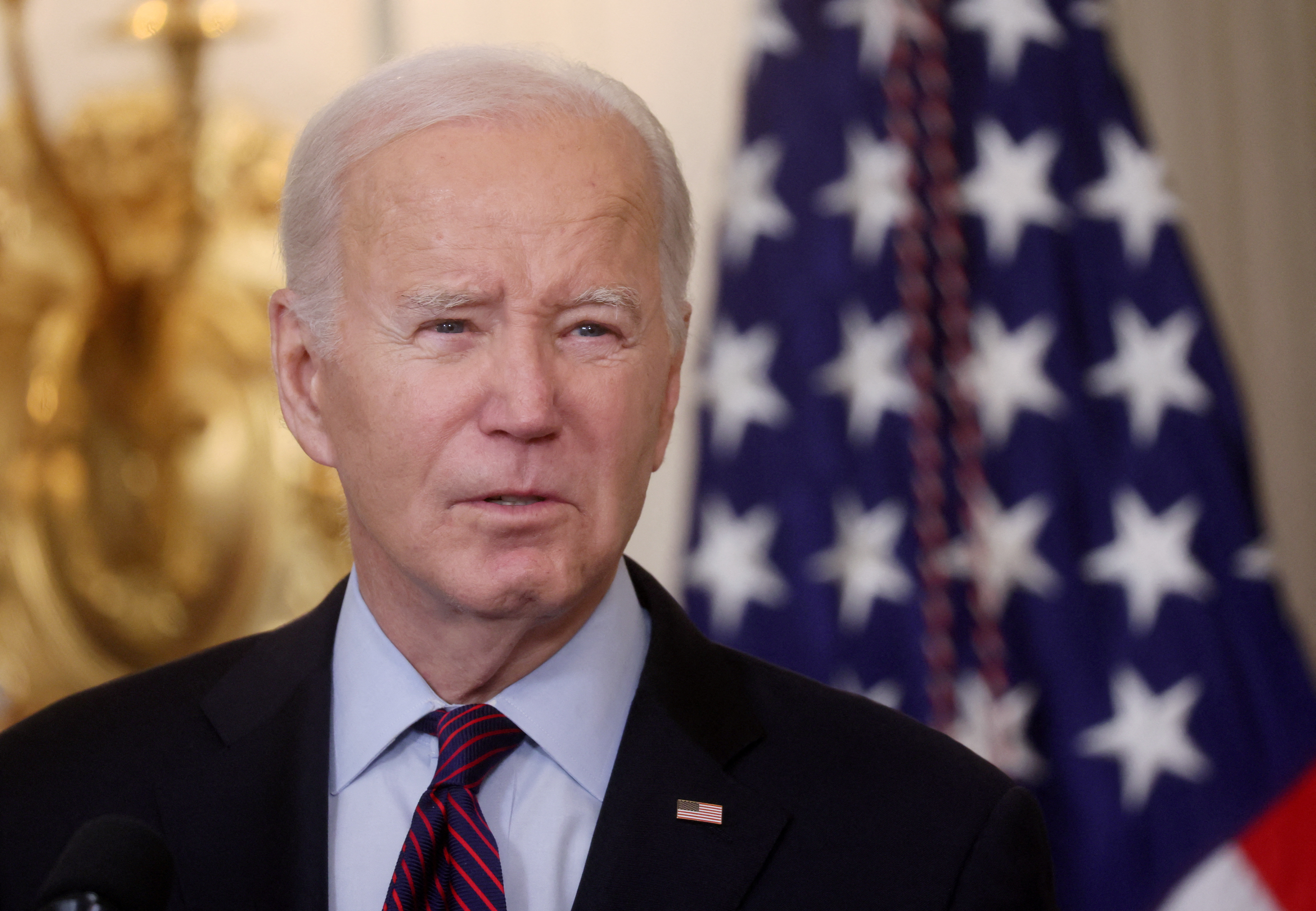 U.S. President Joe Biden holds an event about American retirement economics in the State Dining Room at the White House in Washington, U.S., October 31, 2023. 