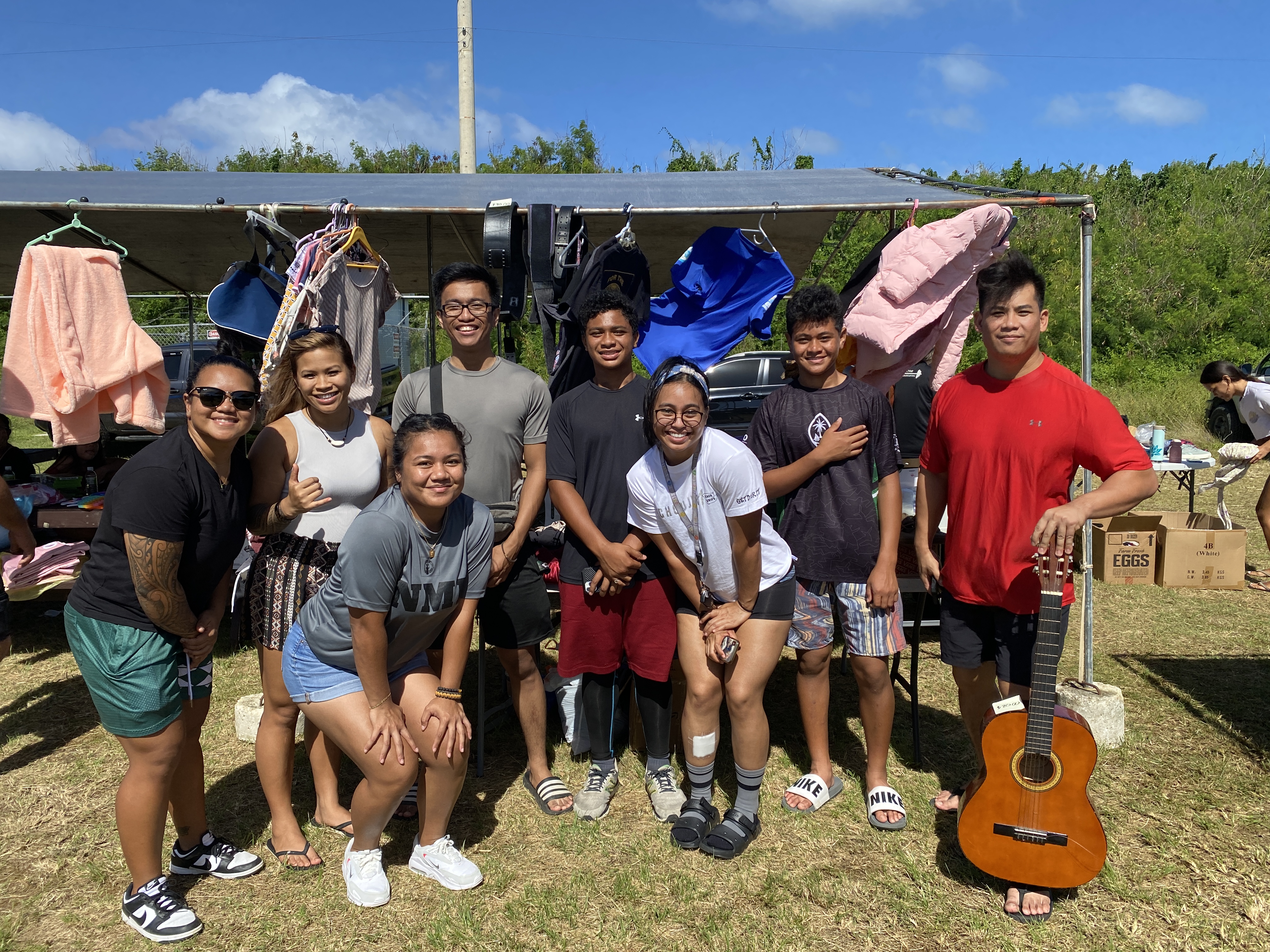 Weightlifting athletes were at the swapmeet to raise money.