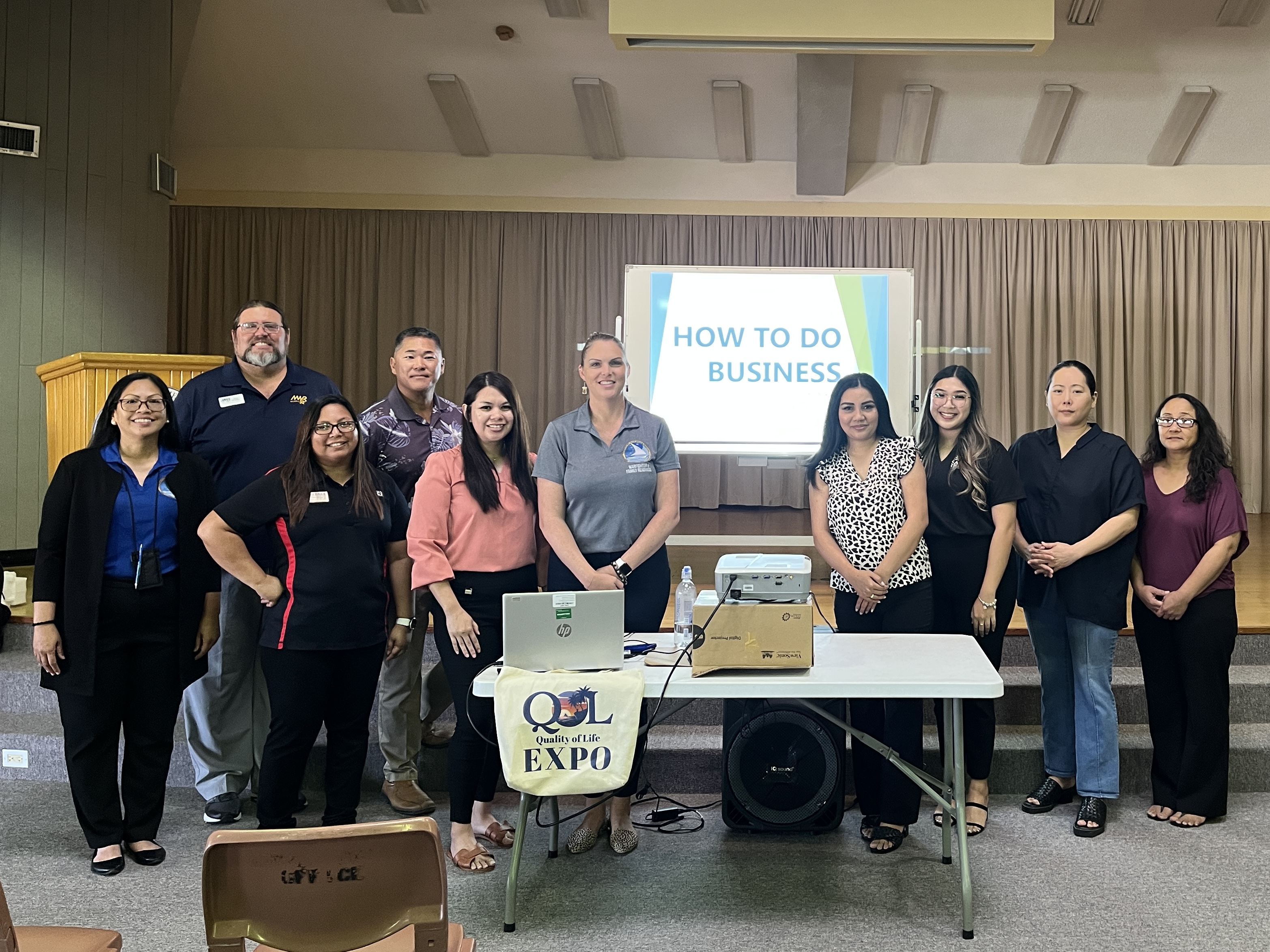 The Joint Region Marianas team from Guam recently presented their Morale, Welfare, and Recreation Quality of Life program at the multi-purpose center.