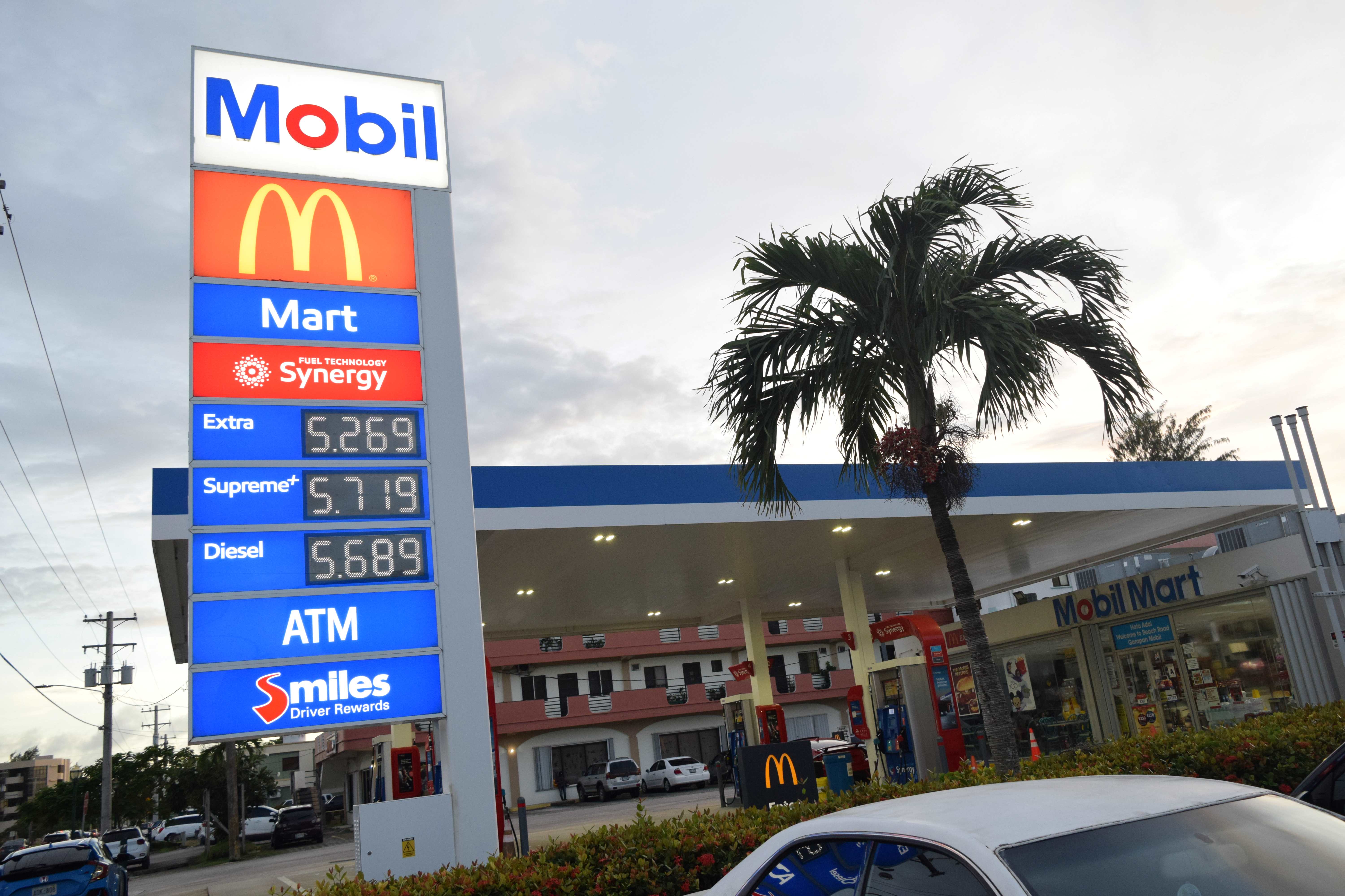 Mobil Oil on Beach Road in Garapan displays its fuel prices on Thursday.