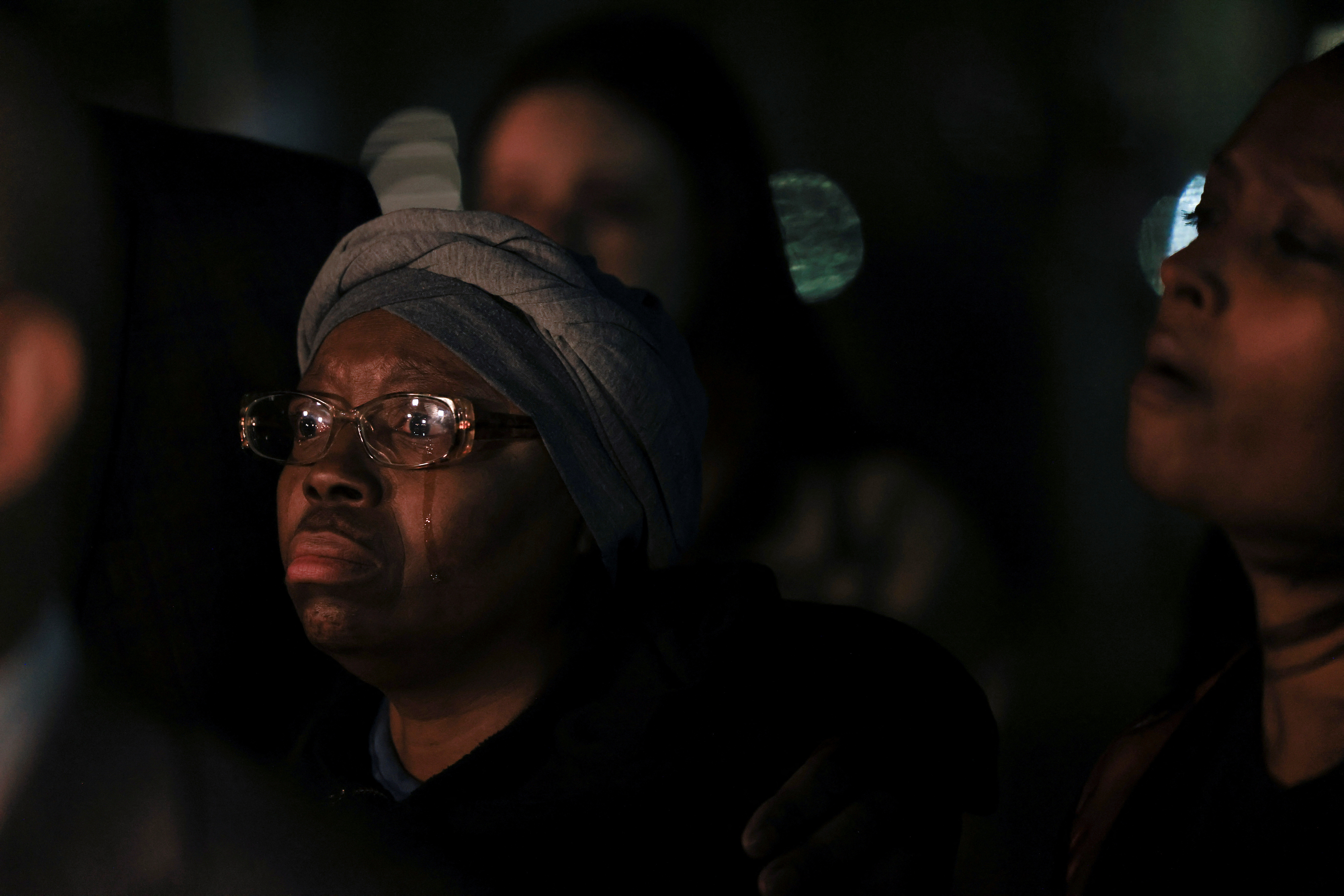 Sheneen McClain reacts after a jury delivered a guilty verdict of criminally negligent homicide for two paramedics who in 2019 injected her son Elijah McClain, an unarmed Black man, with ketamine after he was detained and subdued by police, outside the Adams County District Court in Brighton, Colorado, U.S., December 22, 2023. 