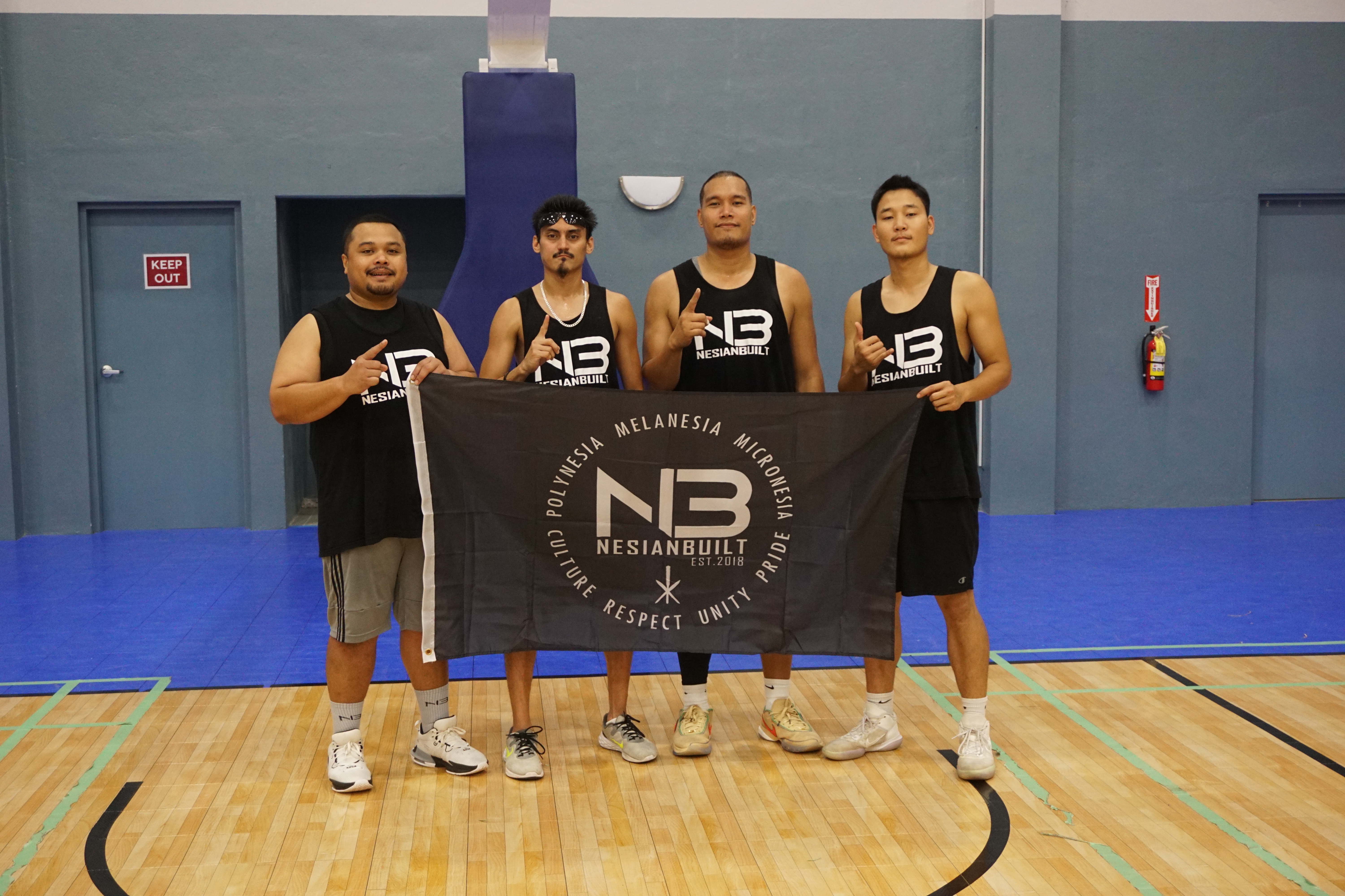 Members of Team Nesian Built pose for a photo after winning the second tournament of the 2023 Marianas Arsenal 3x3 Series at the Ada gym on Saturday.