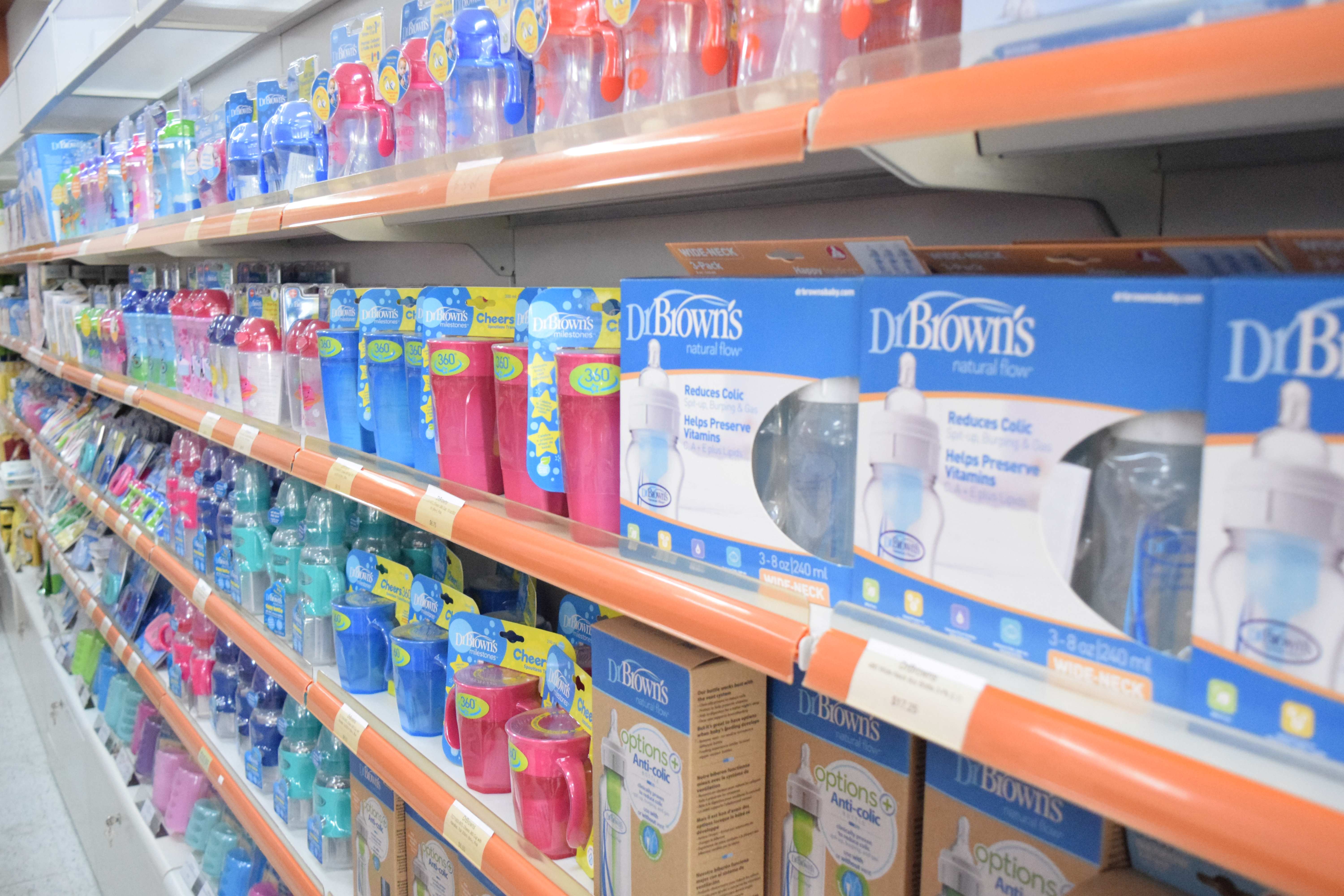 Infant feeding bottles and cups are available at Caia & Co.