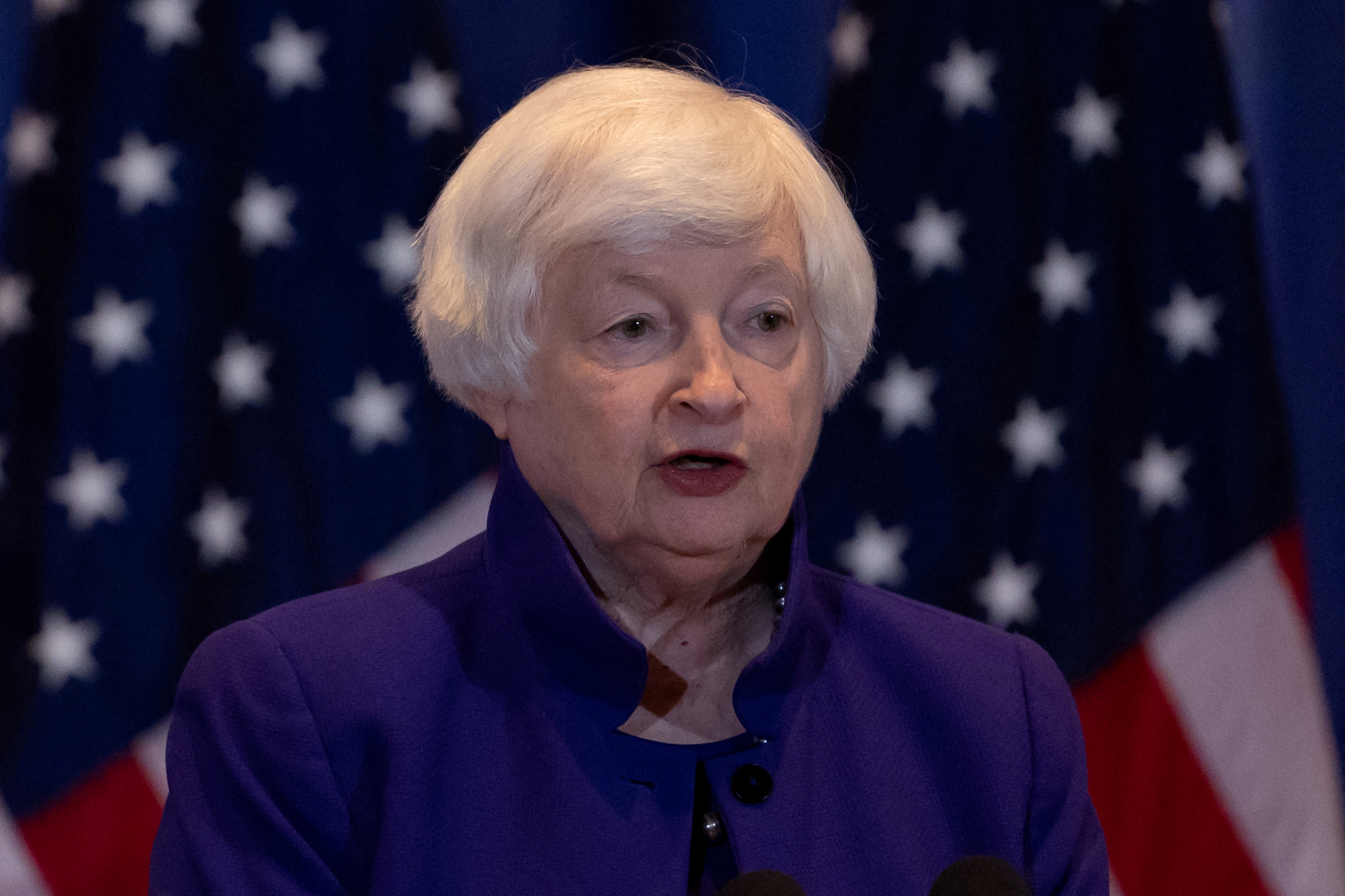 U.S. Treasury Secretary Janet Yellen attends a press conference in San Francisco, California, U.S., November 10, 2023. 
