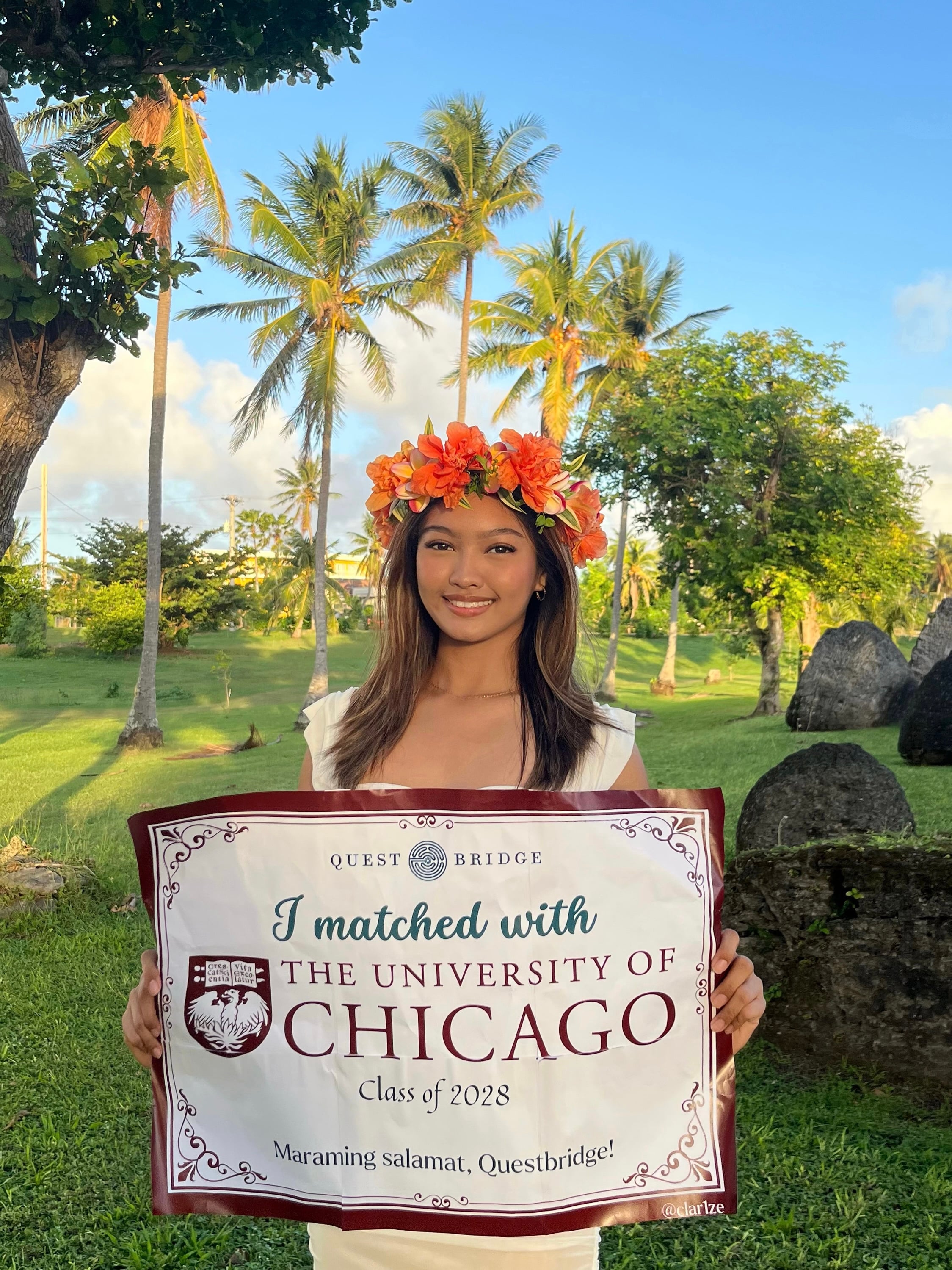 Clarize Rodriguez’s journey from a multifaceted Tinian High School leader to a QuestBridge scholar at the University of Chicago is a source of inspiration for her peers.