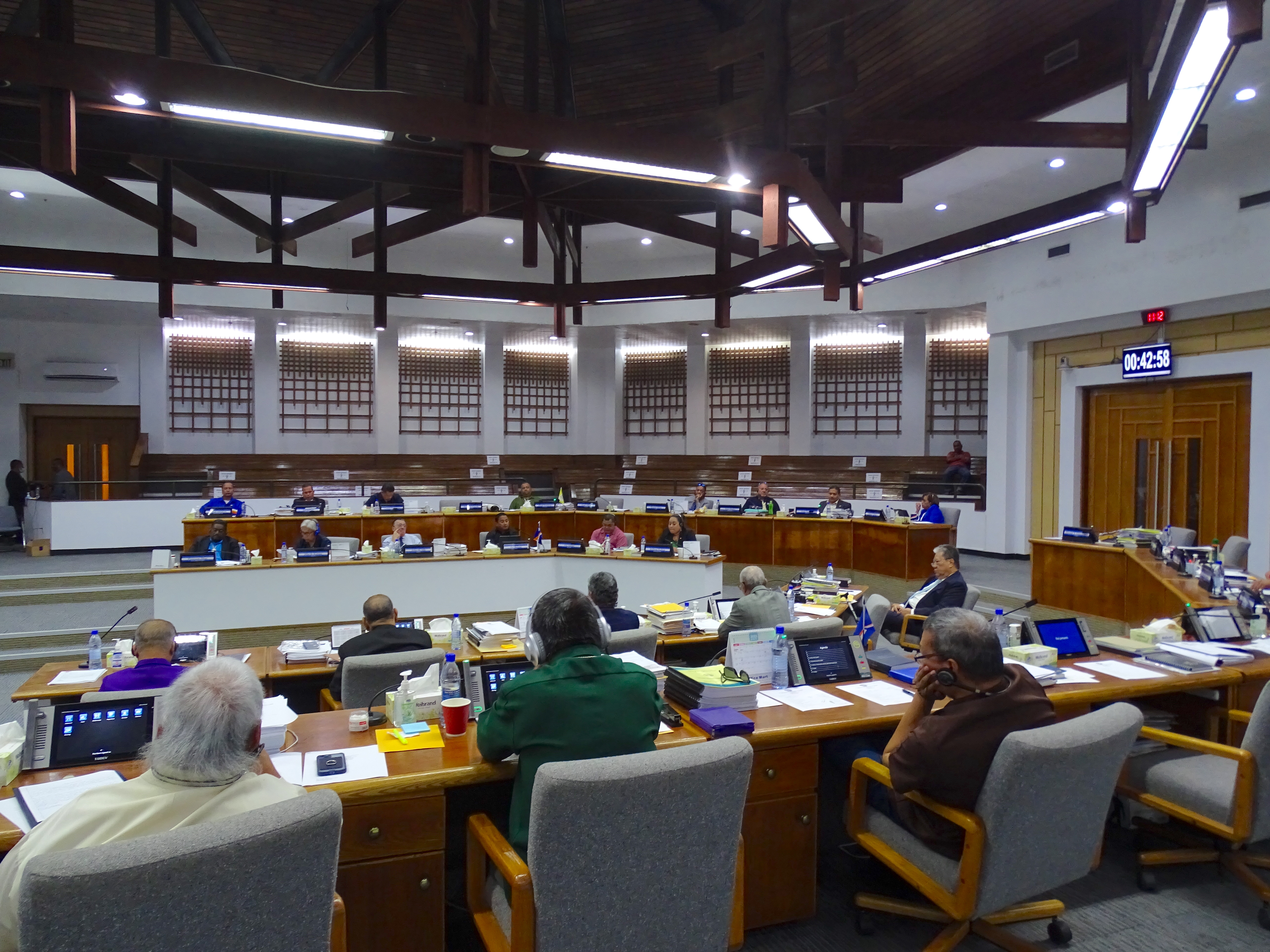 Two members of the Marshall Islands parliament, seen here meeting in this January 2023 file photo, have been barred from entering the United States for corruption, according to the U.S. State Department.