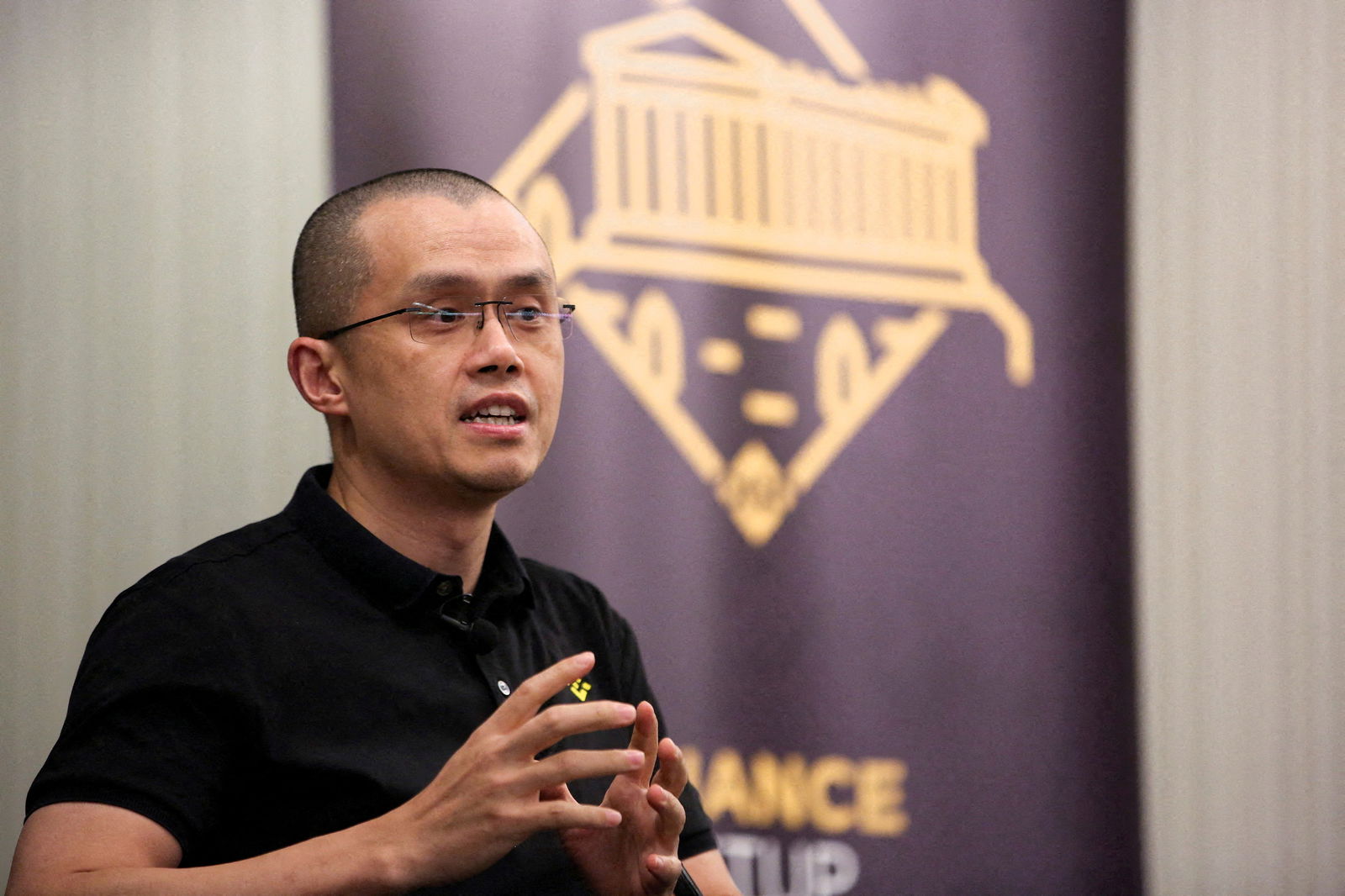 Zhao Changpeng, founder and chief executive officer of Binance speaks during an event in Athens, Greece, November 25, 2022. 