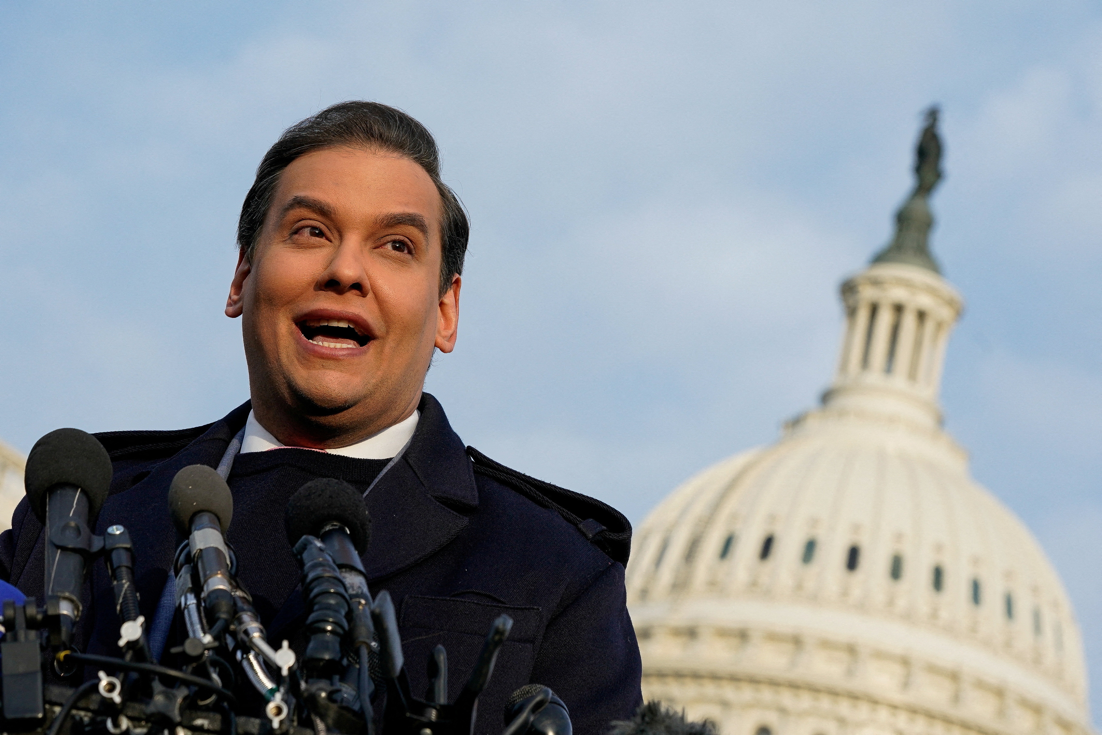 U.S. Rep. George Santos (R-NY) holds a press conference to address efforts to expel him from the House of Representatives, at the U.S. Capitol in Washington, U.S., November 30, 2023. 