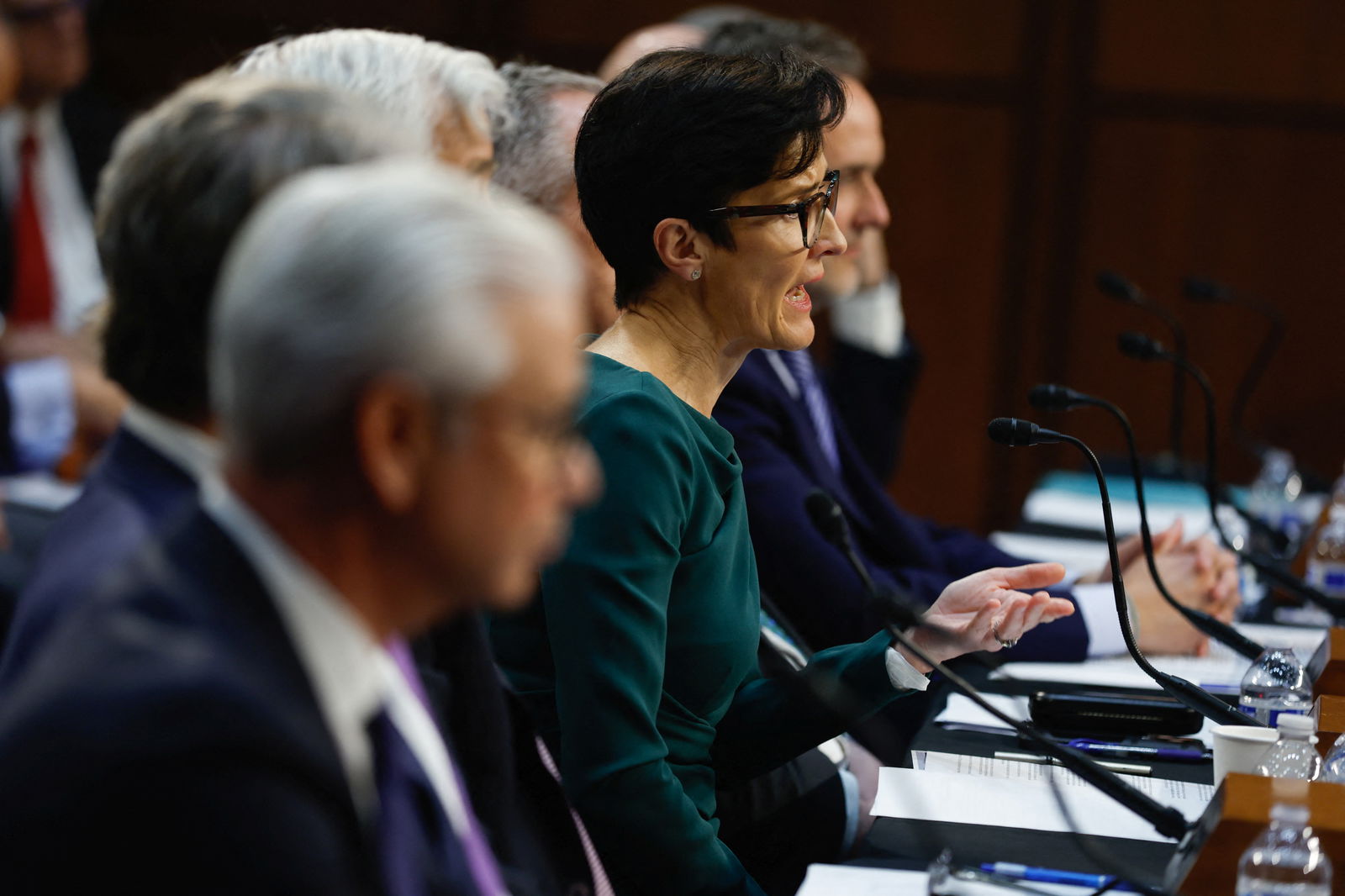 Citigroup CEO Jane Fraser speaks during the U.S. Senate Banking, Housing and Urban Affairs Committee oversight hearing on Wall Street firms, on Capitol Hill in Washington, U.S., December 6, 2023. 
