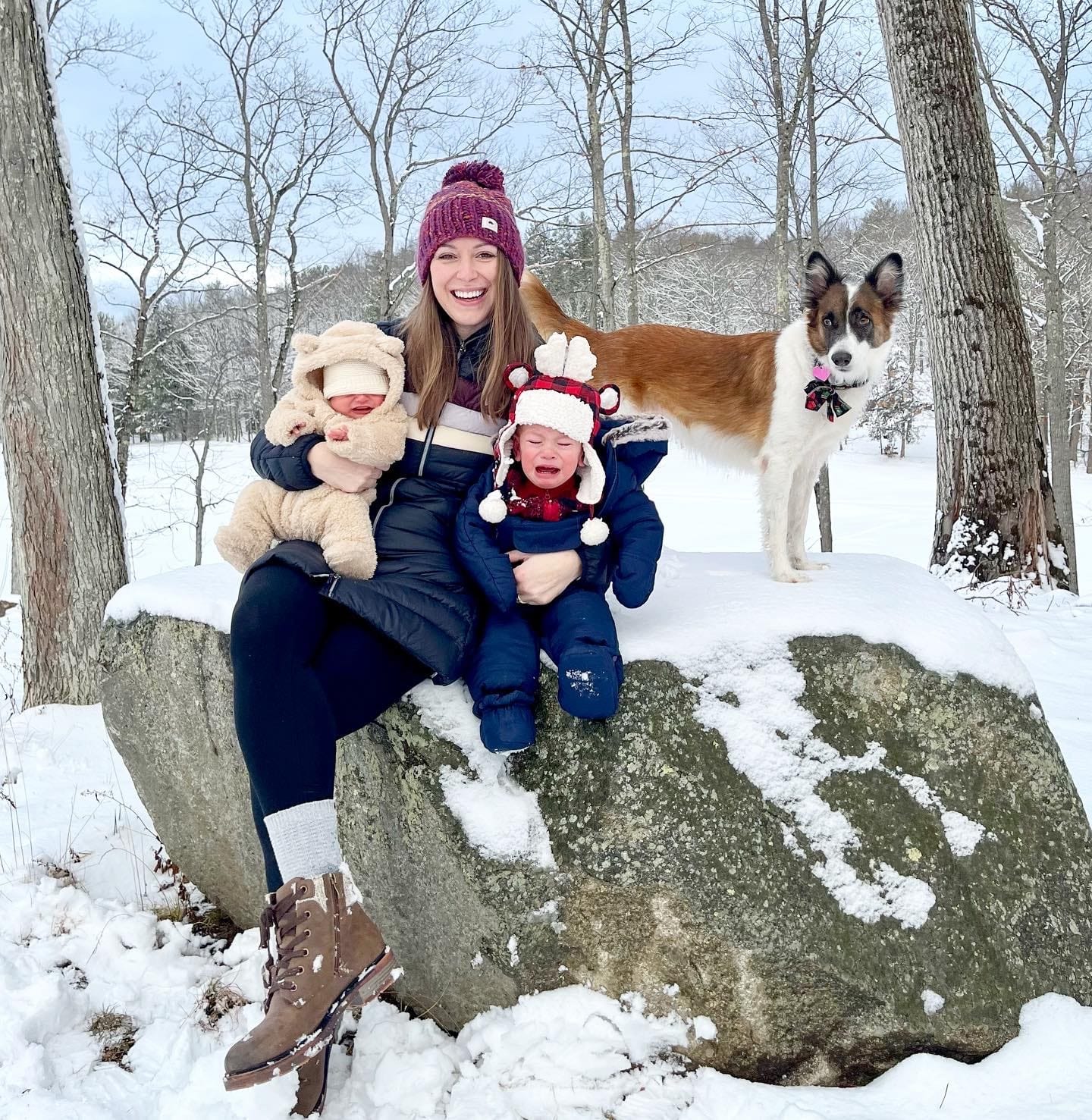 Lauren Cabrera with her sons, Felix and Kanoa, and her boonie dog named Tasi. 