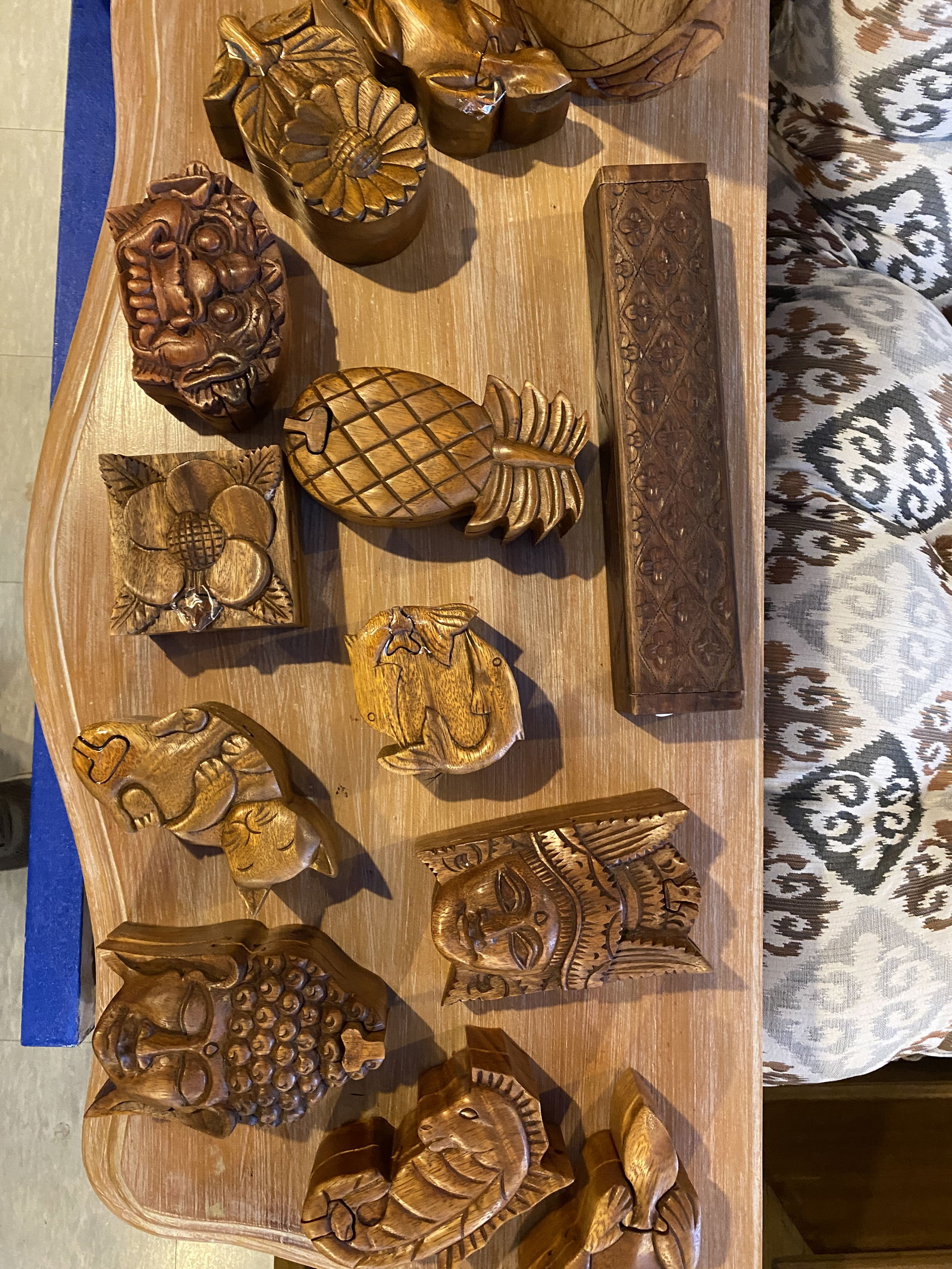 These teak carved boxes will set you back somewhere in the neighborhood of $19-$22 at Monika’s Treasures. 