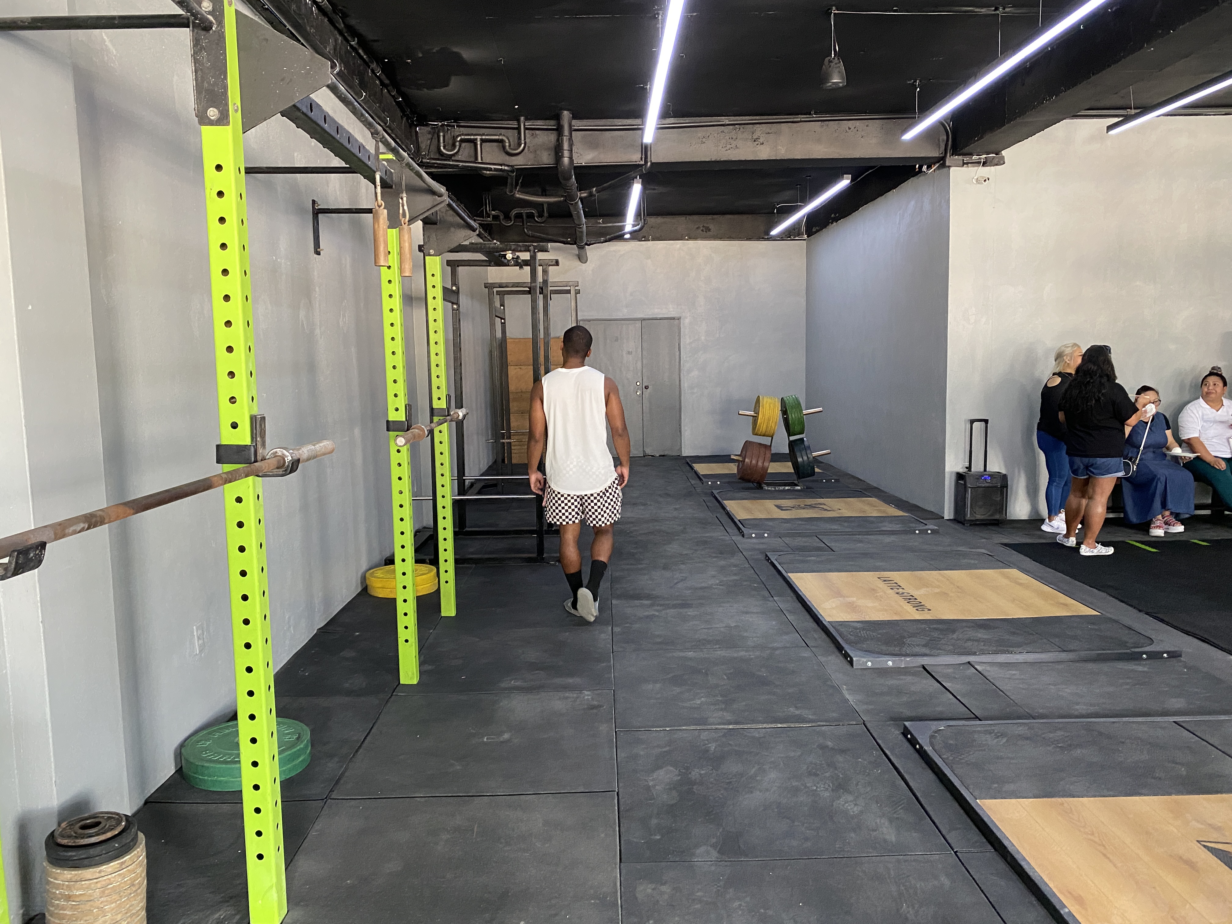 These are some of the racks and platforms on the first floor of Latte Built.