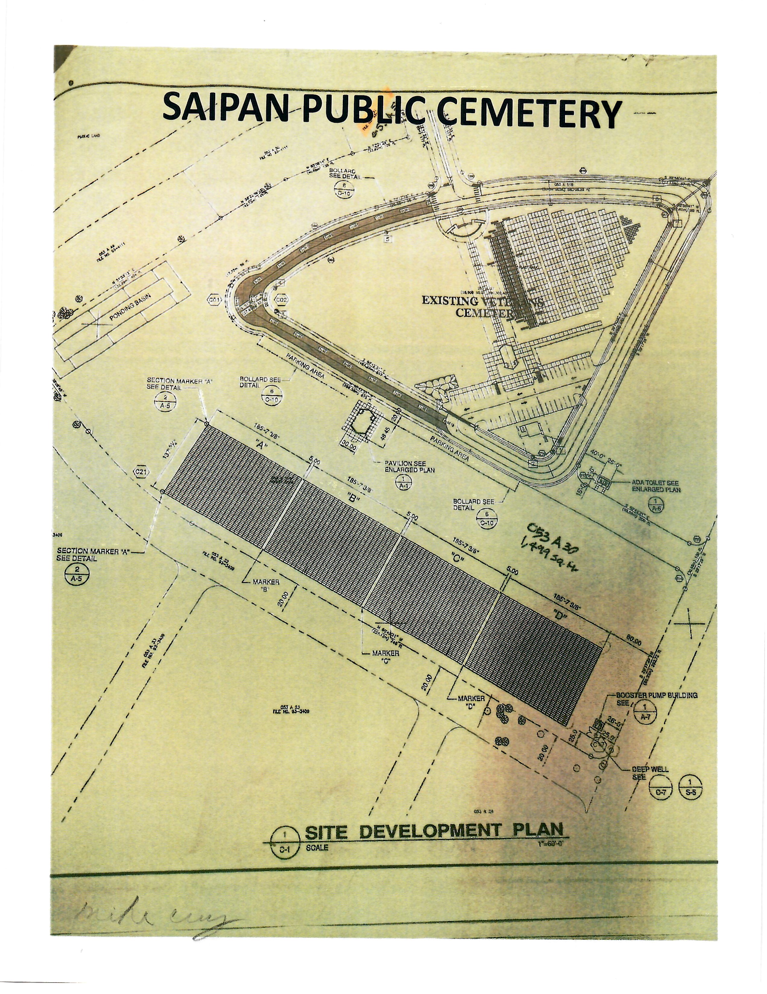 The site development plan for the Marpi Public Cemetery, which is adjacent to the veterans cemetery. 
