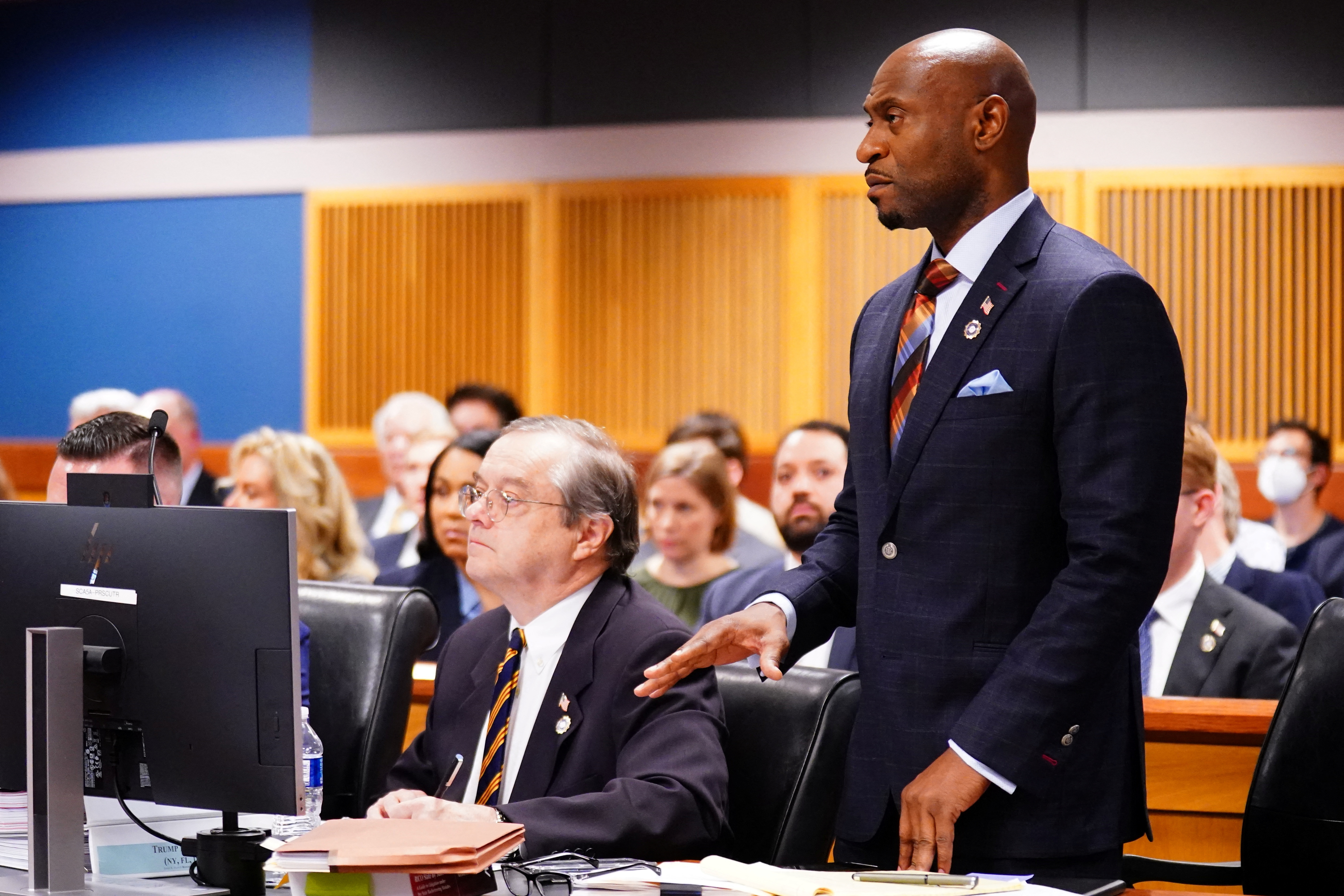 Fulton County Special Prosecutor Nathan Wade gestures as he speaks in Superior Court of Fulton County before Judge Scott McAfee in Courtroom 5A in the case of State of Georgia v. Donald John Trump in Atlanta, Georgia, U.S., December 1, 2023.