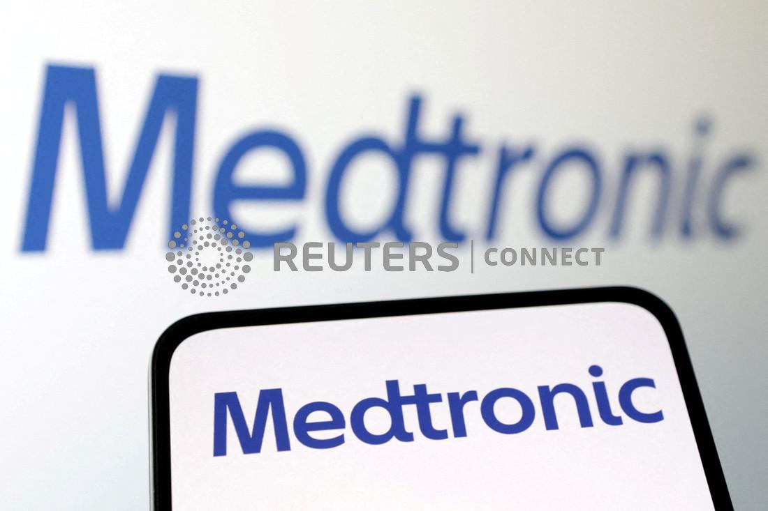 Medtronic Plc logo is seen displayed in this illustration taken, April 10, 2023. 
